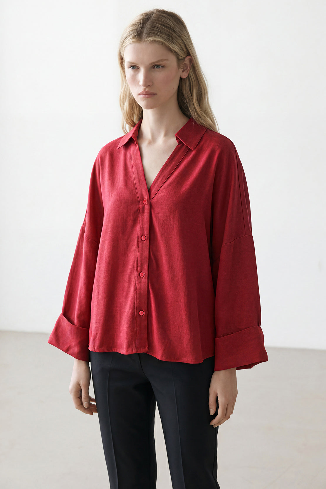 KOKO Cloud Linen Relaxed Shirt – Red