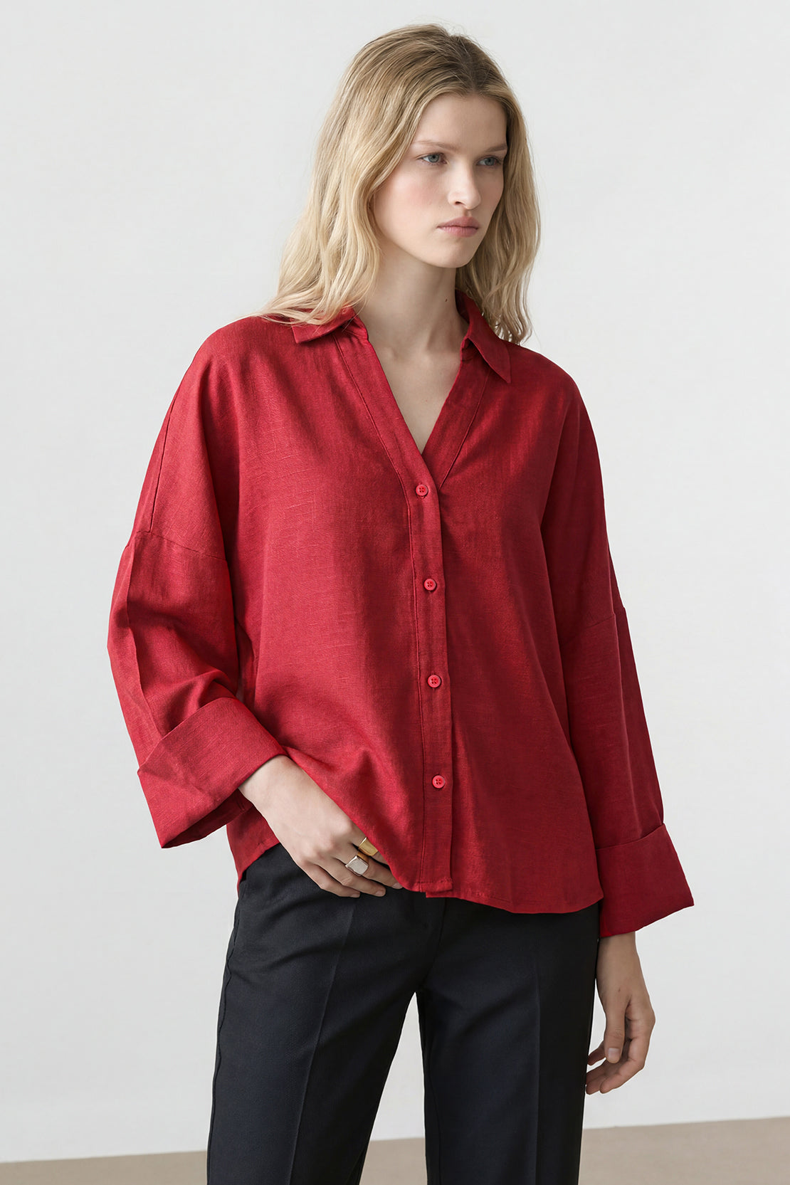 KOKO Cloud Linen Relaxed Shirt – Red
