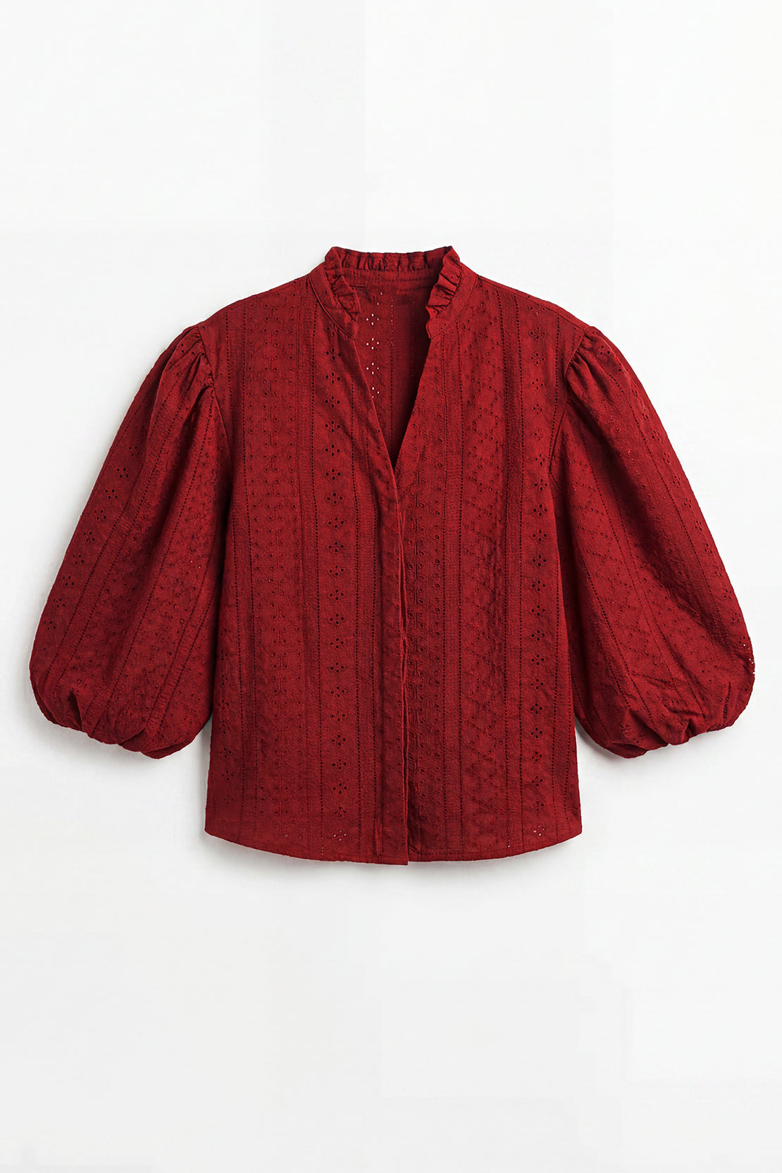 KOKO Nova Knit Ruffled Sleeve Top & Pleated Pants – Red