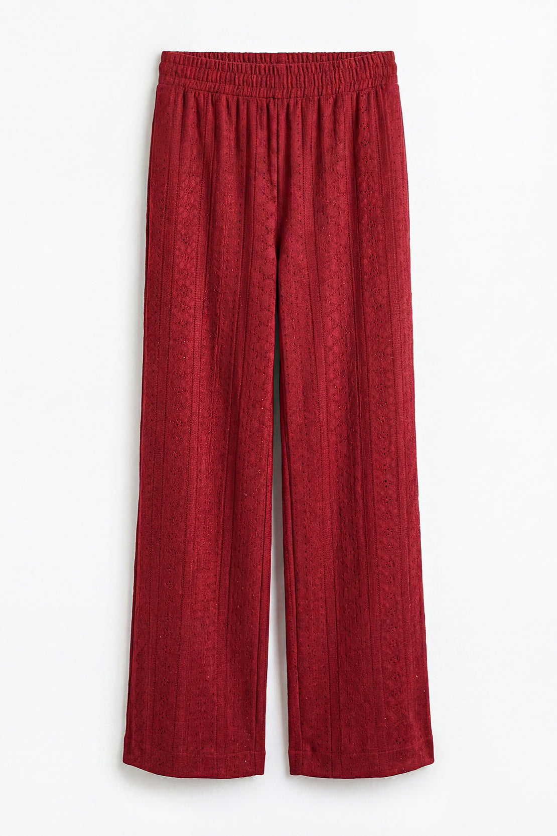 KOKO Nova Knit Ruffled Sleeve Top & Pleated Pants – Red