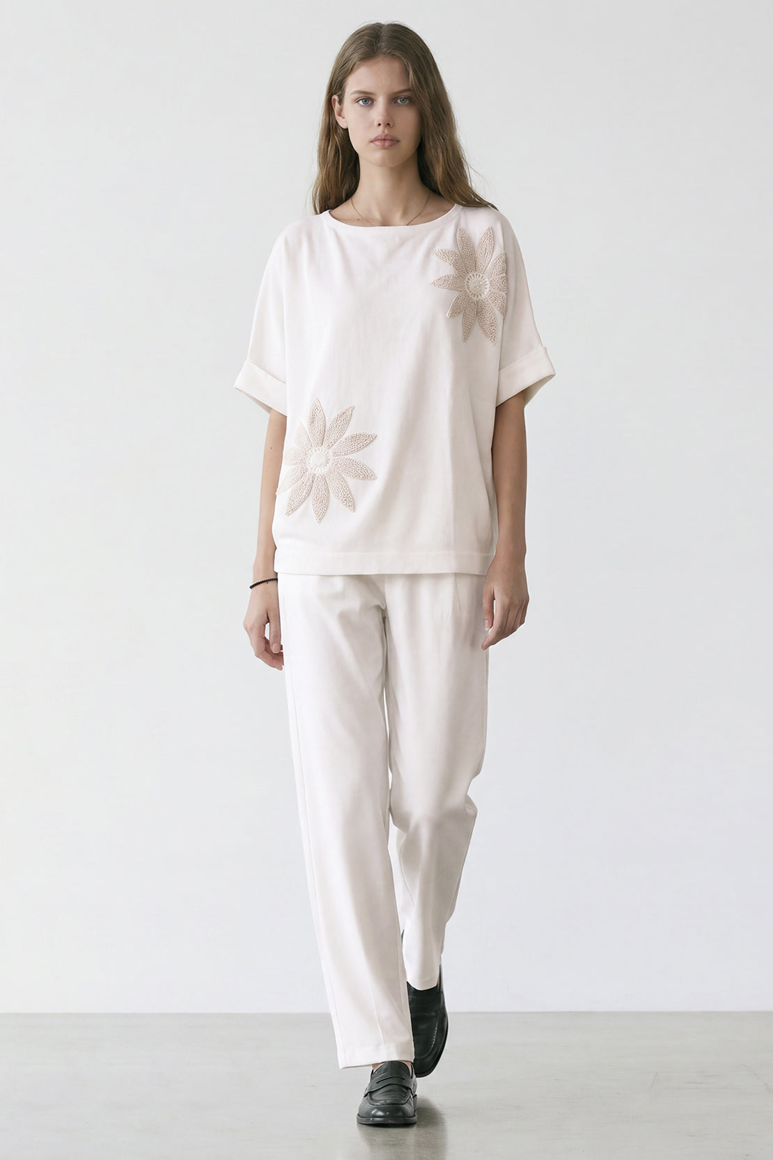 KOKO Looma Knit Elastic Waist Pleated Bottom – Off white