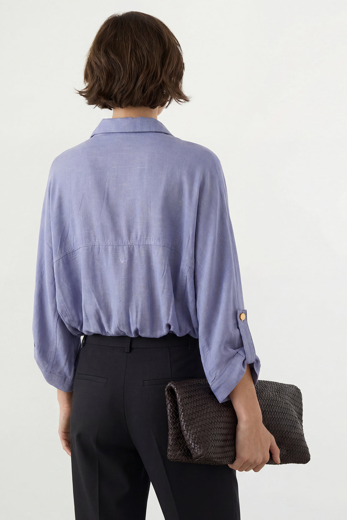 KOKO Mono Linen Button-Down Top – Blue
