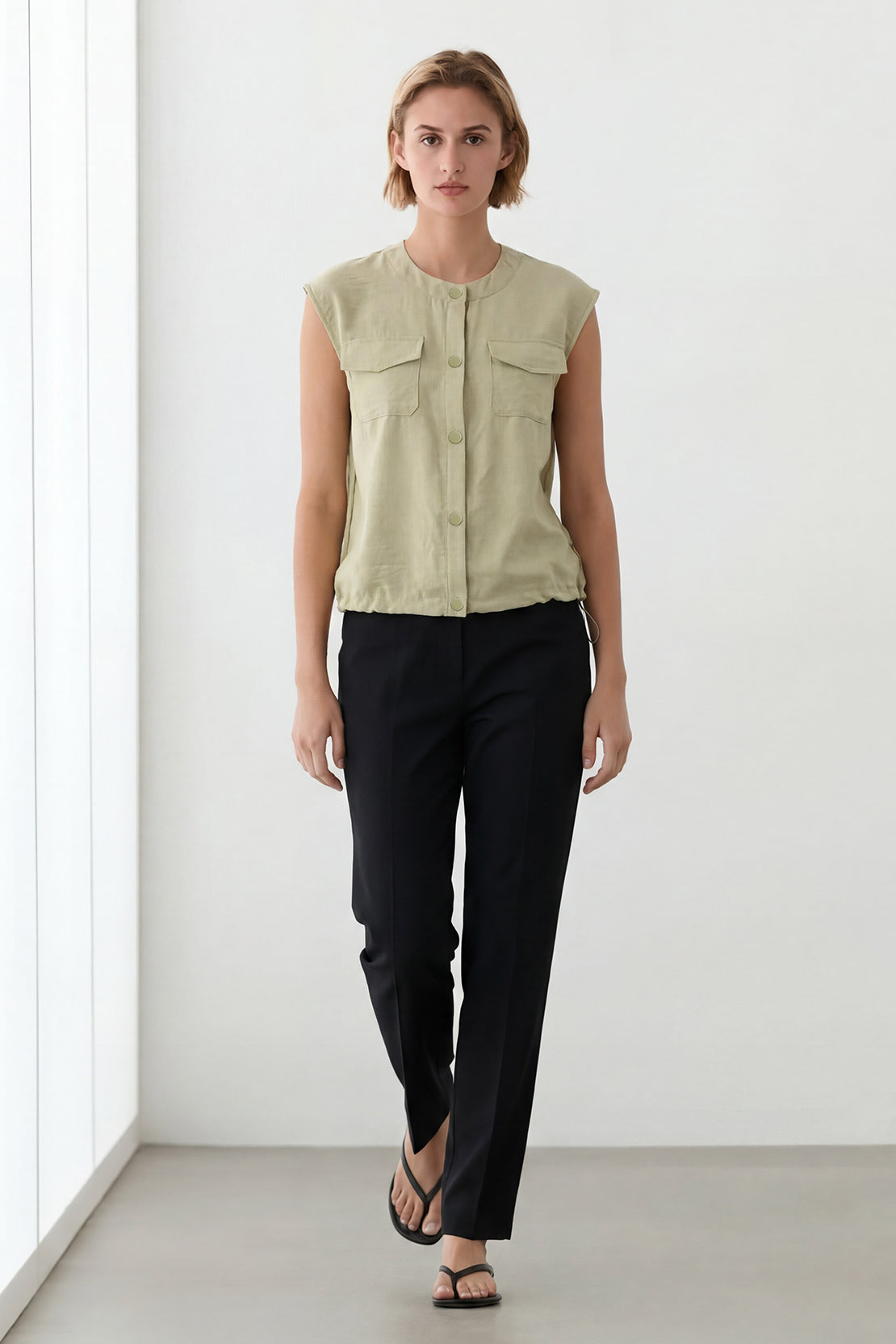 KOKO Mono Cloud Button Front Top – Green