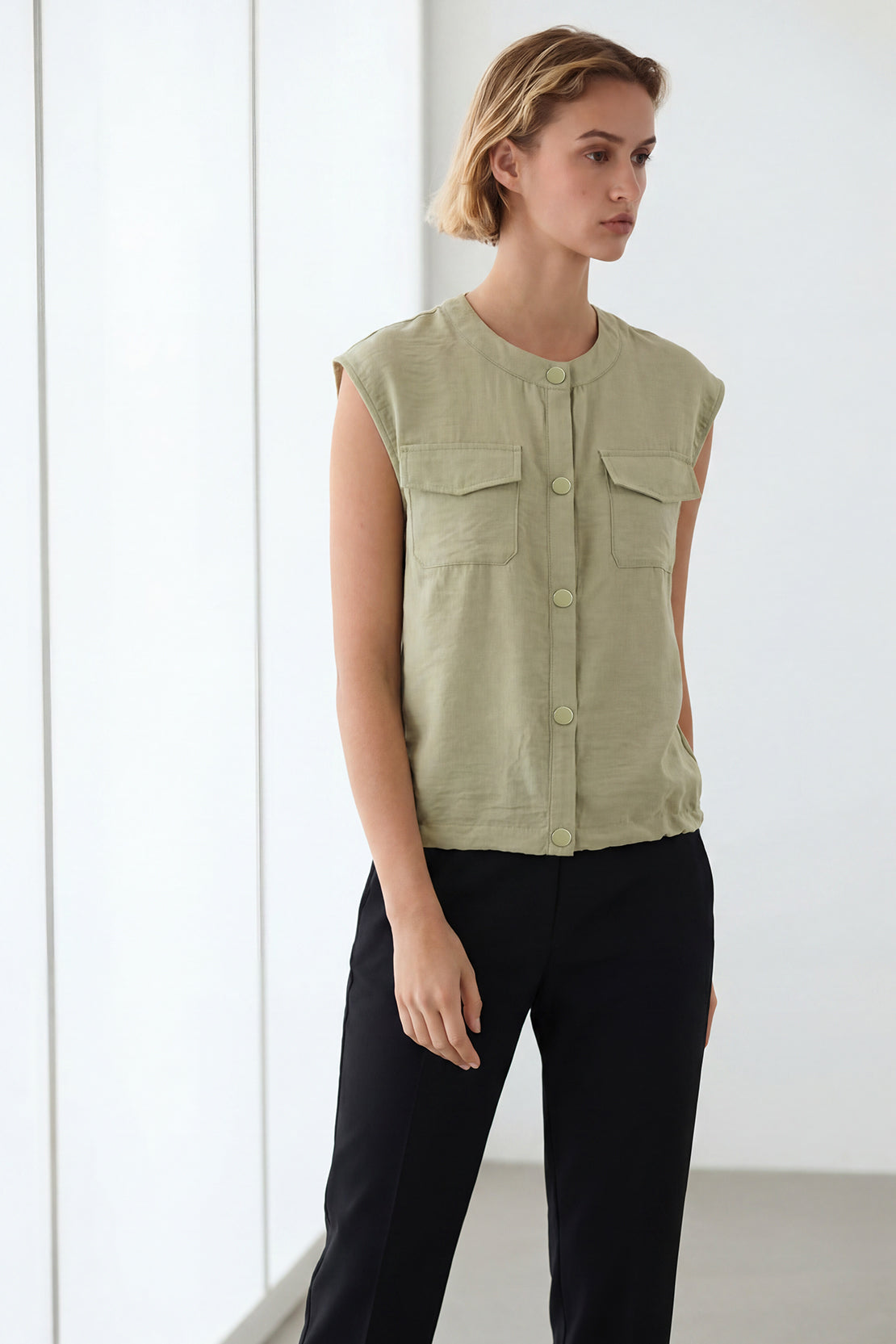 KOKO Mono Cloud Button Front Top – Green