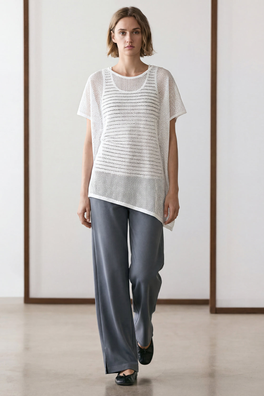 KOKO Mesh Knit Relaxed Top – White