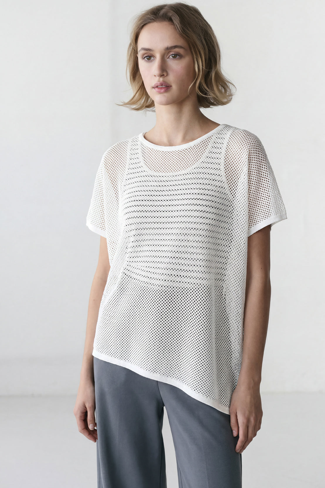 KOKO Mesh Knit Relaxed Top – White