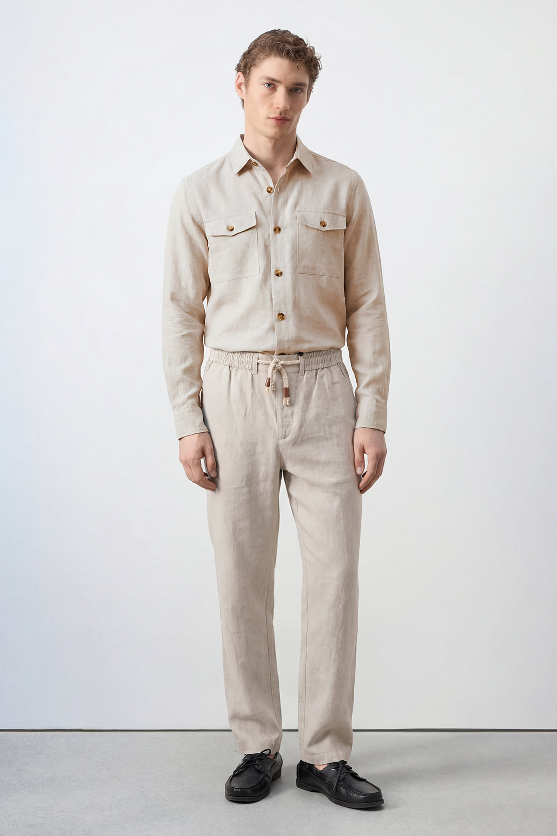 KOKO Linen Relaxed Straight Fit Trouser – Apricot Grey