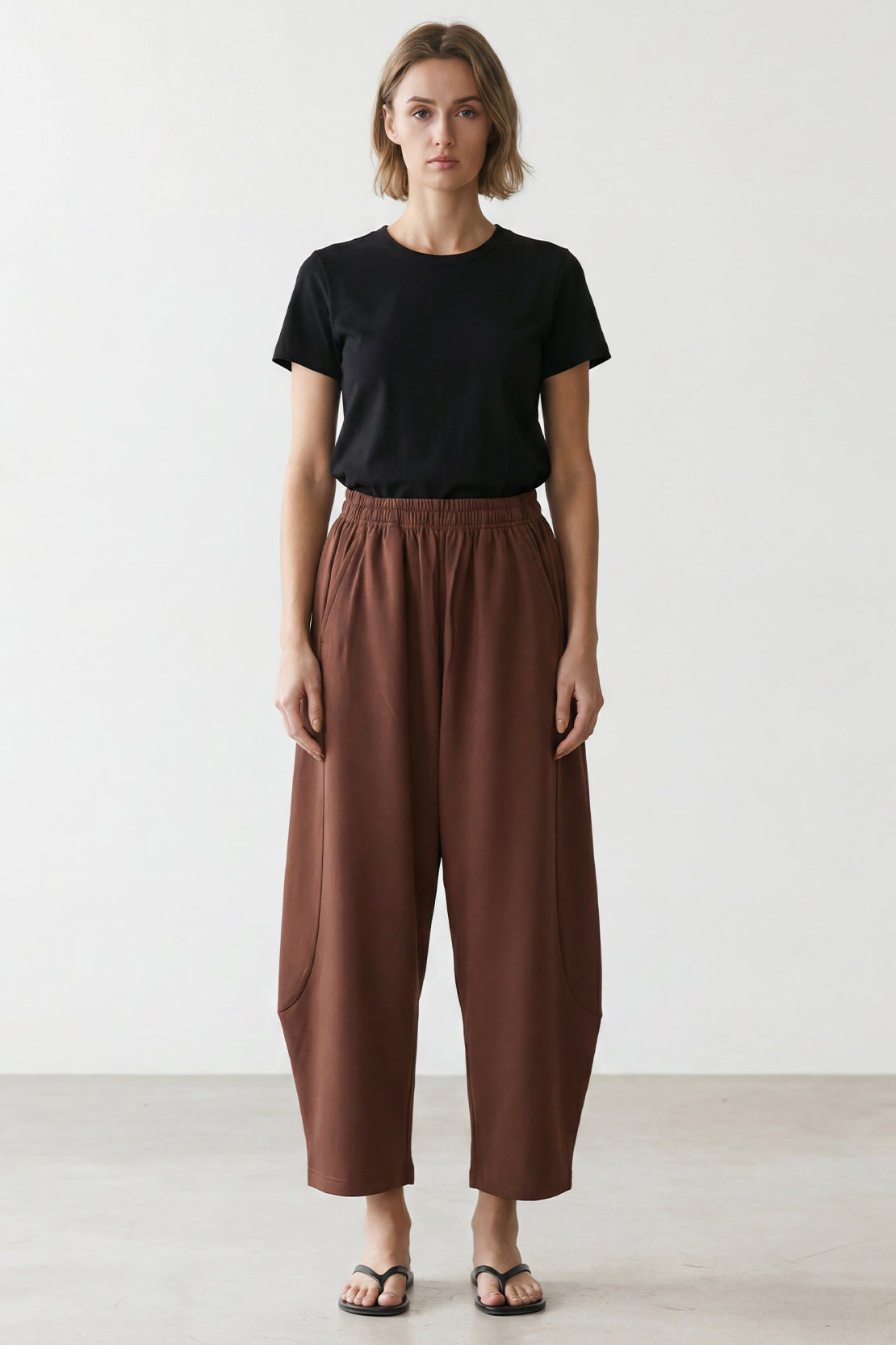 KOKO Modal Blend Relaxed Crop Pants – Brown