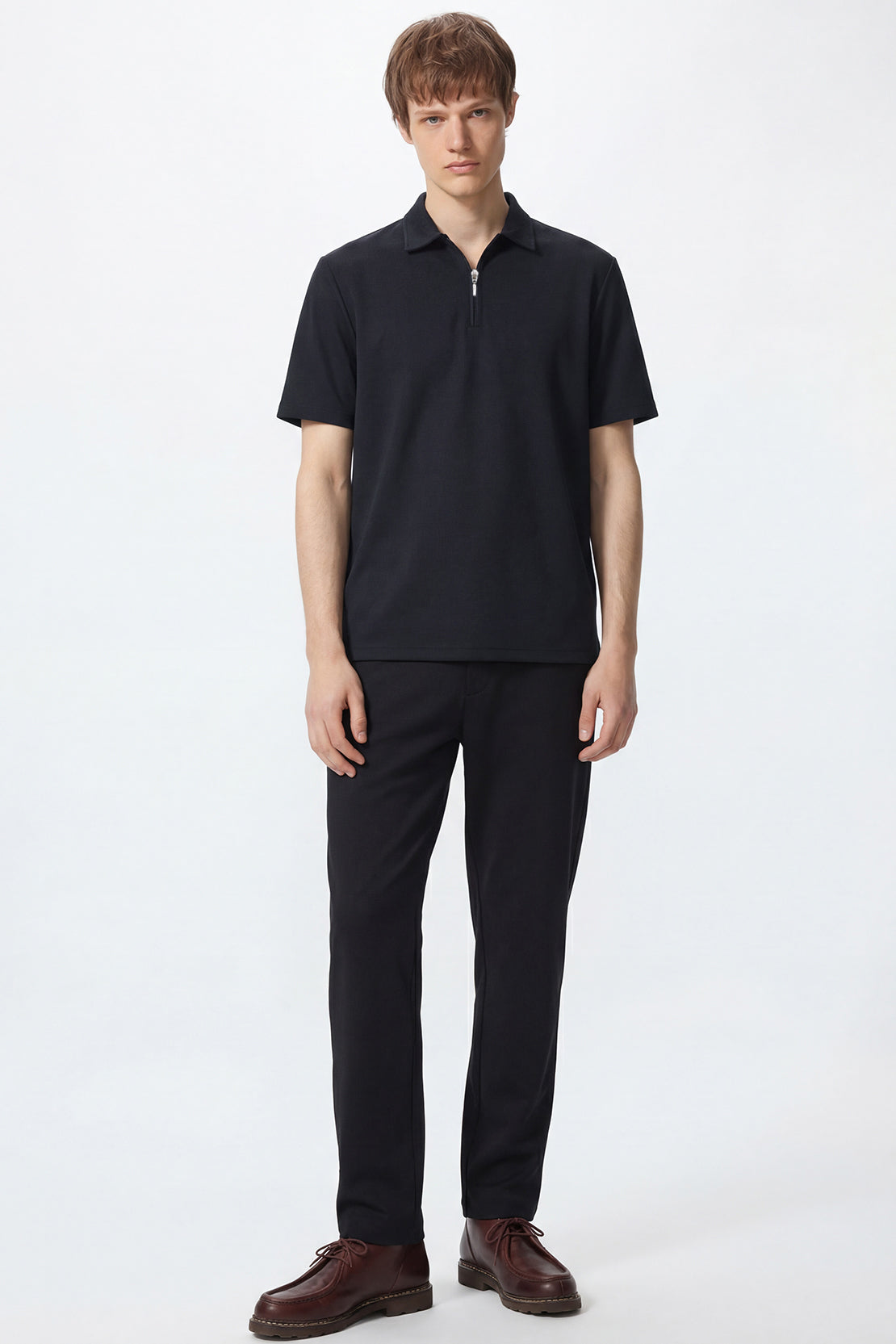 KOKO Modal Blend Half-Zip Polo – Olive, Black & Silver