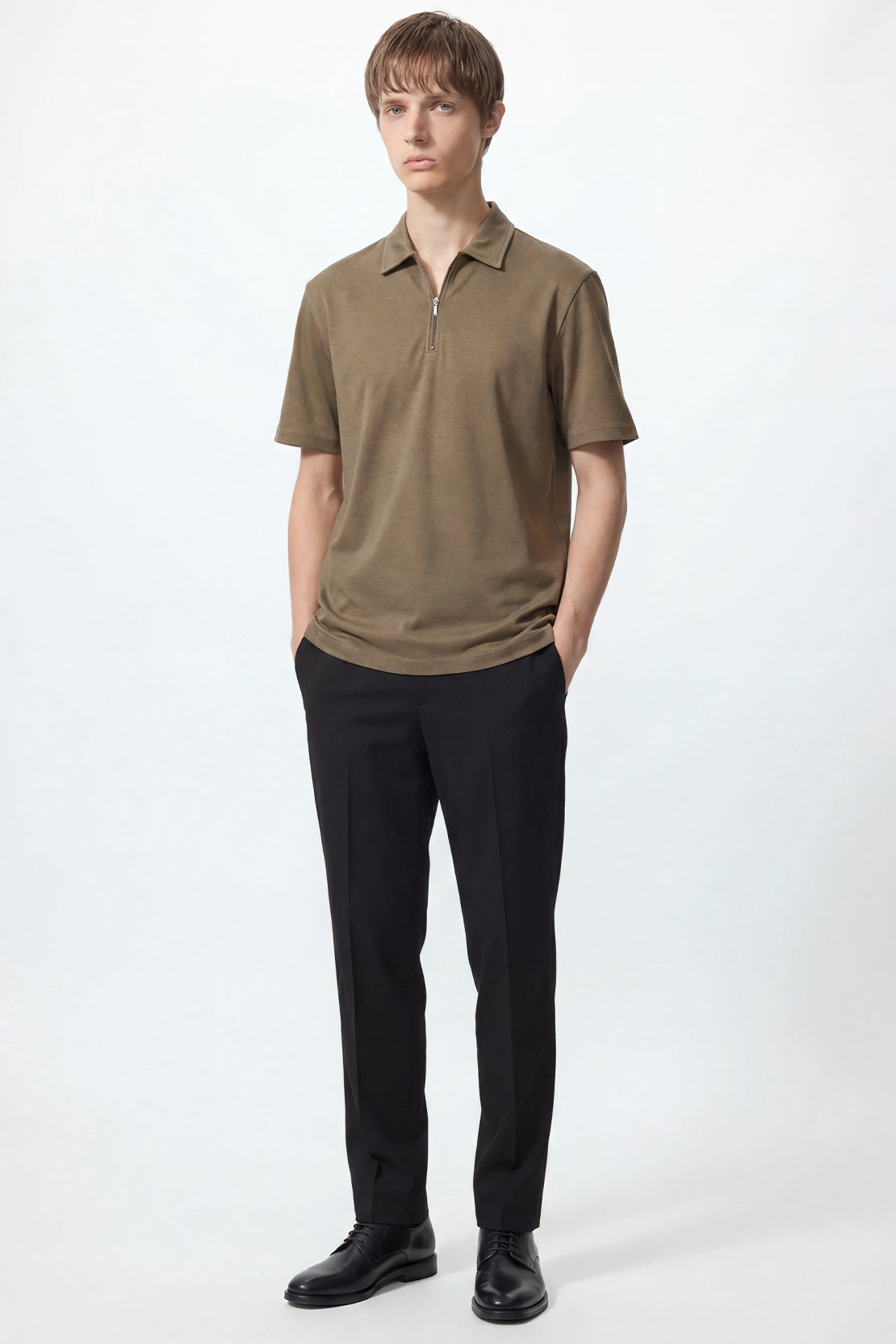 KOKO Modal Roma Half-Zip Polo – Olive