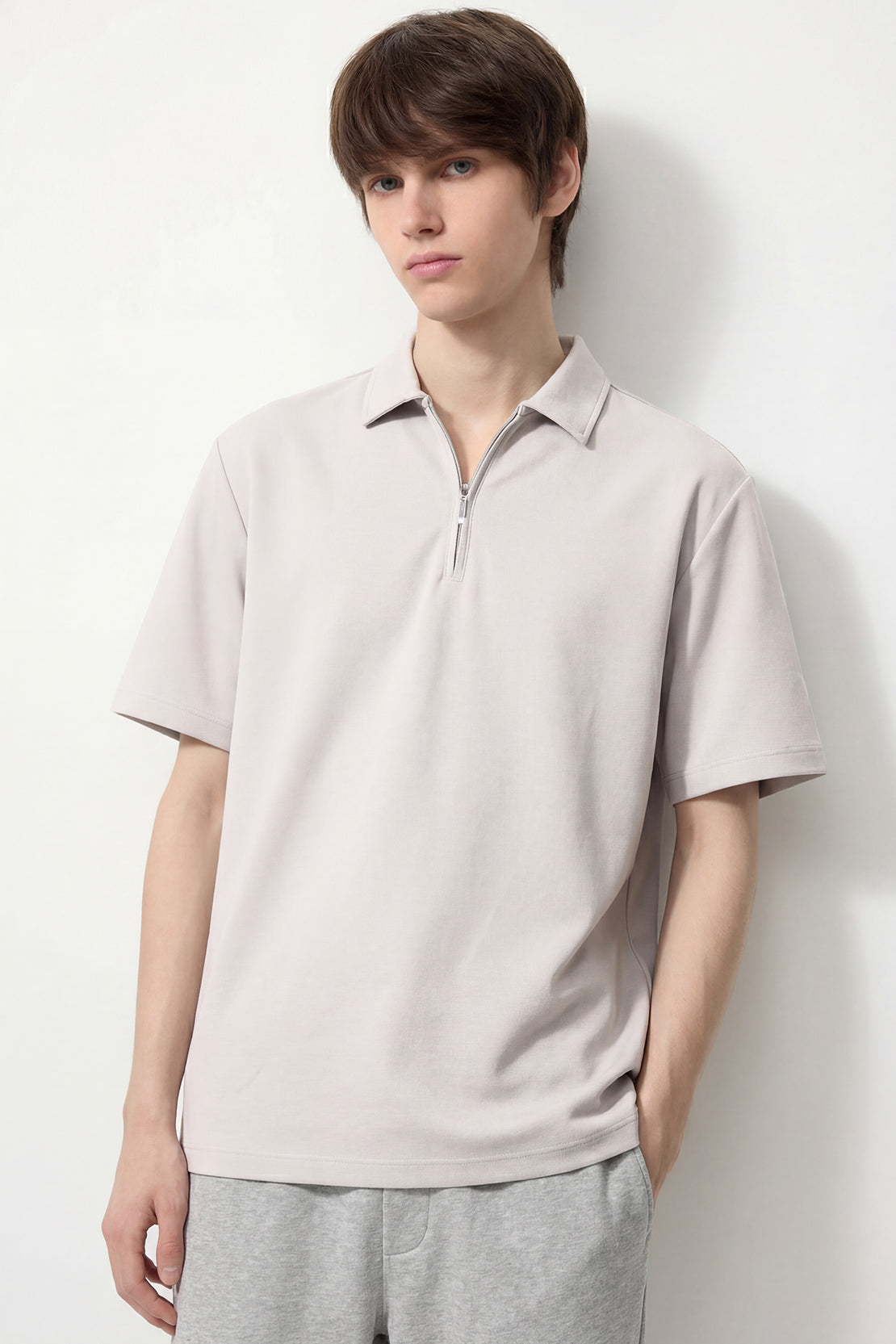 KOKO Modal Blend Half-Zip Polo – Olive, Black & Silver