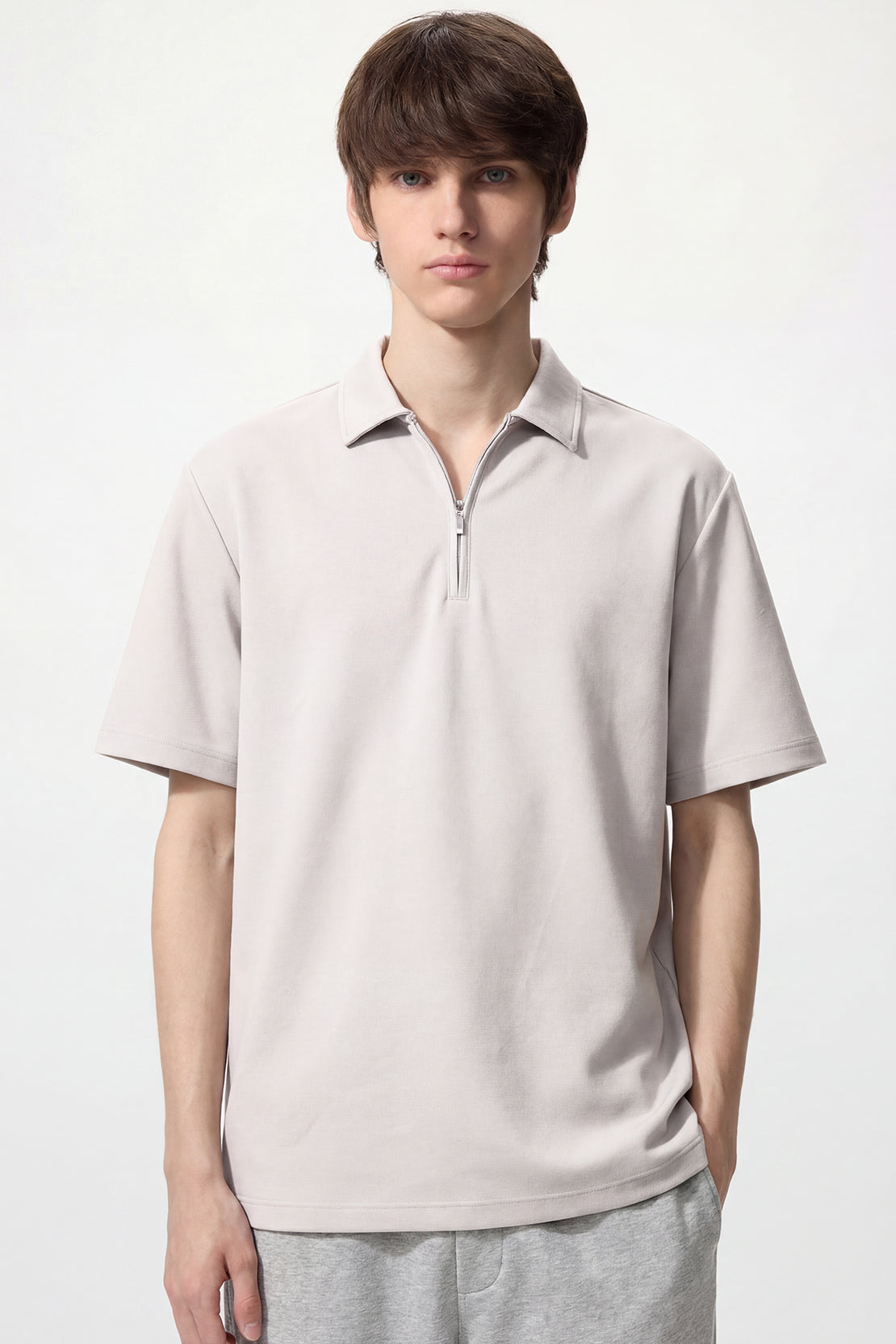 KOKO Modal Blend Half-Zip Polo – Olive, Black & Silver