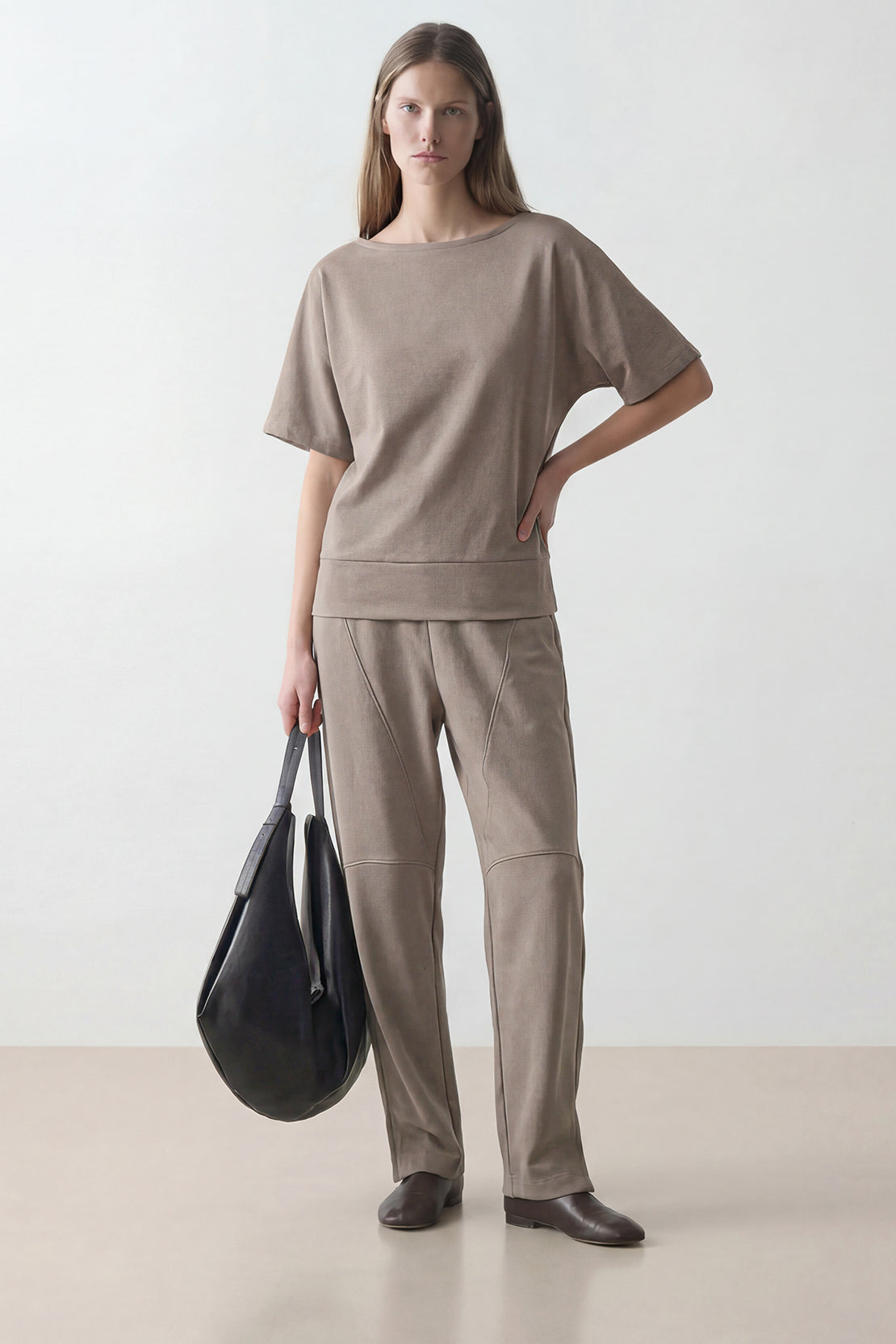 KOKO Modal Relaxed Boat Neck Top – clay