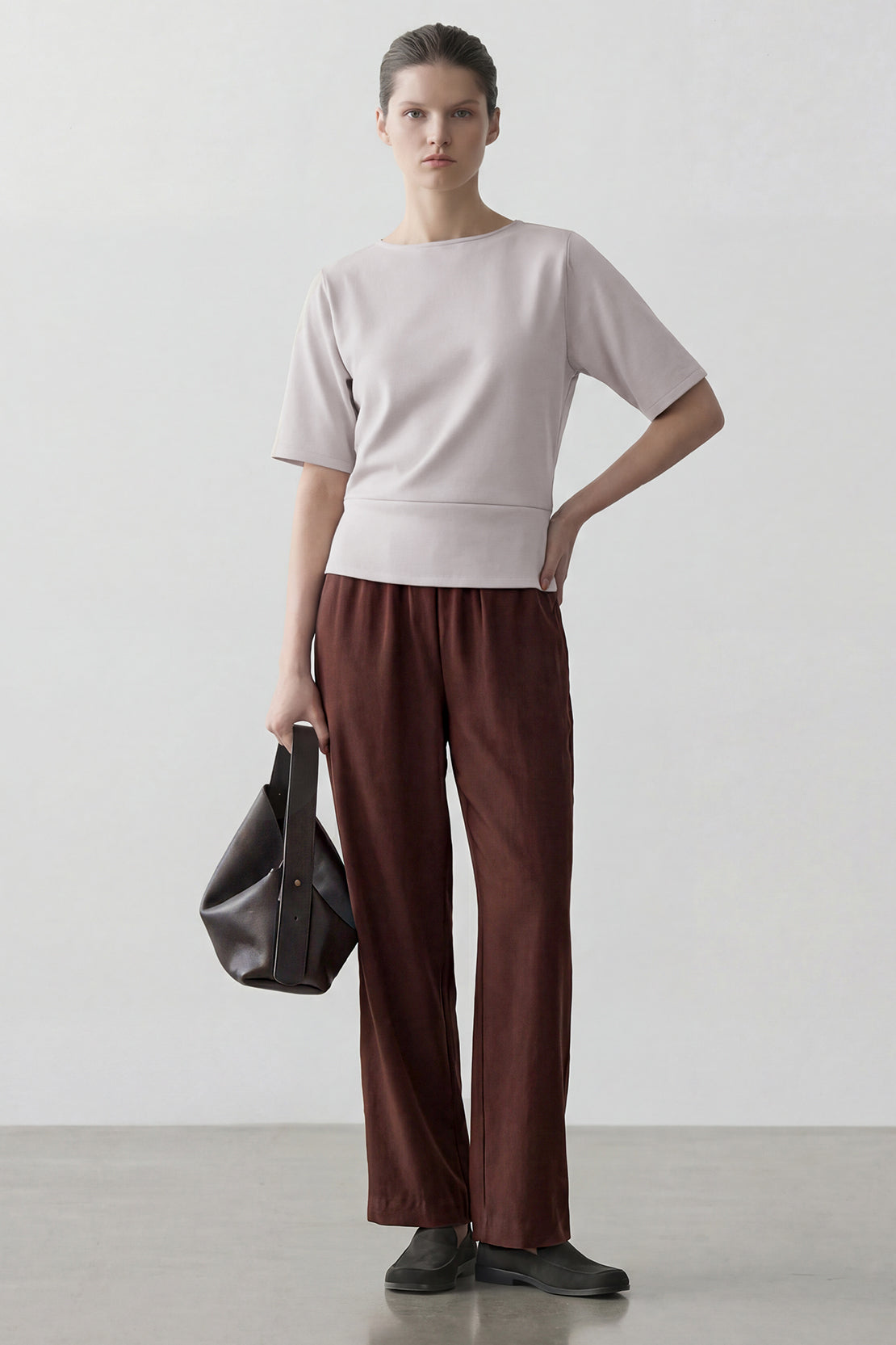 KOKO Modal Relaxed Boat Neck Top – Beige