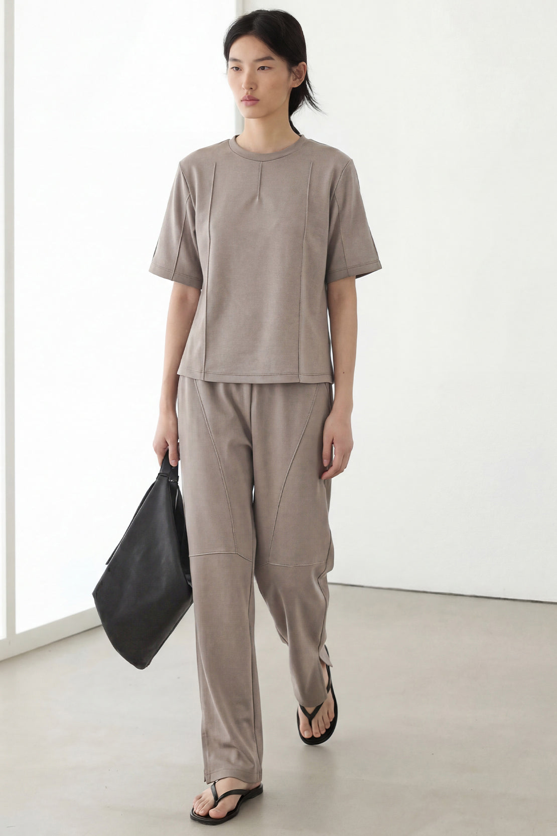 KOKO Modal Seam Detail Round Neck Top – Clay