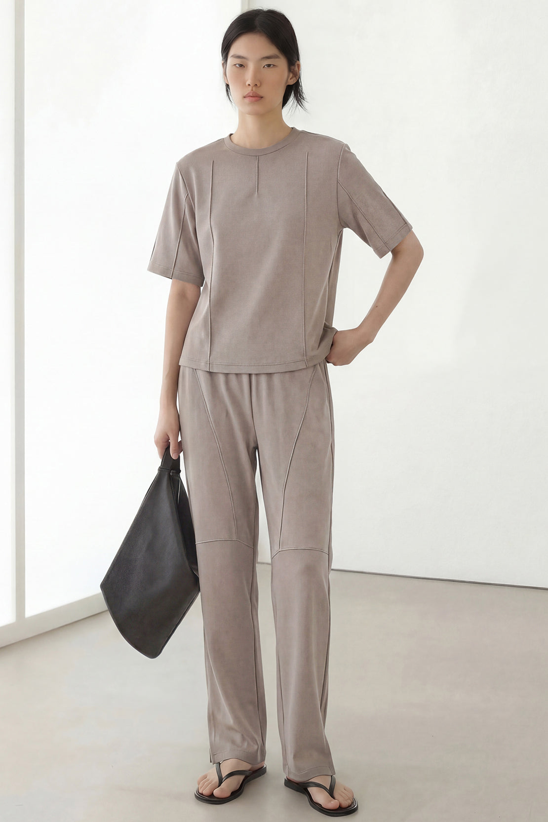 KOKO Modal Seam Detail Round Neck Top – Clay