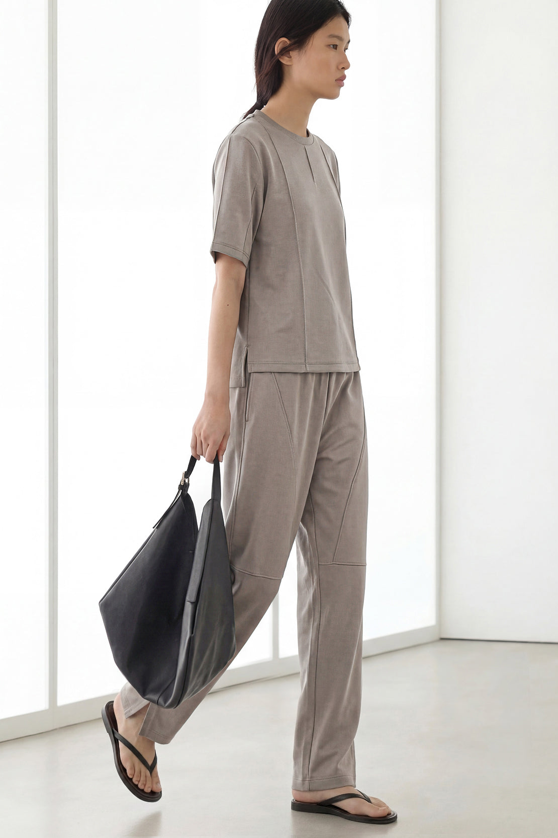 KOKO Modal Seam Detail Round Neck Top – Clay