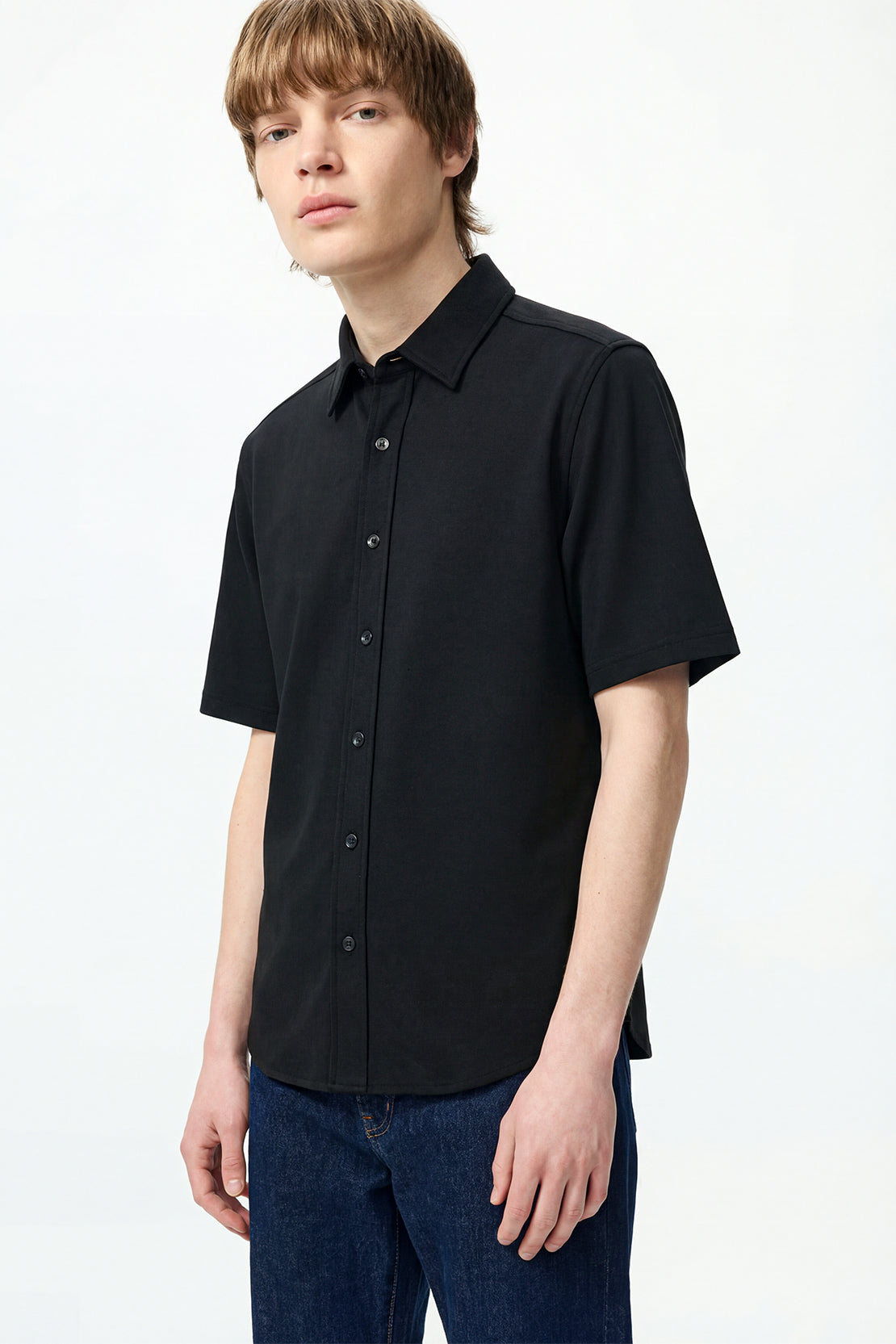 KOKO Modal Button-Down Shirt – Black