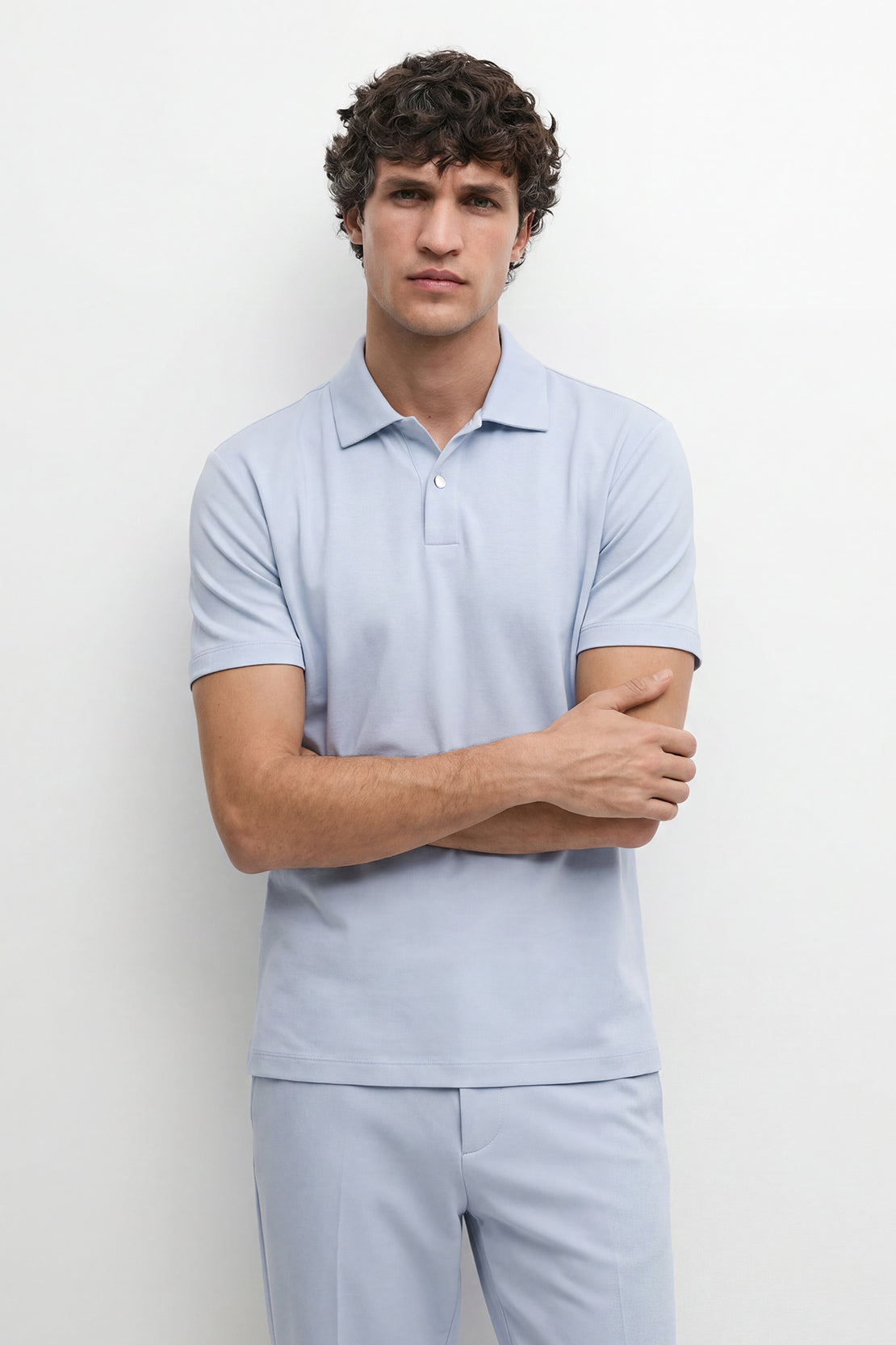 KOKO Sheen Modal Polo – Soft Blue