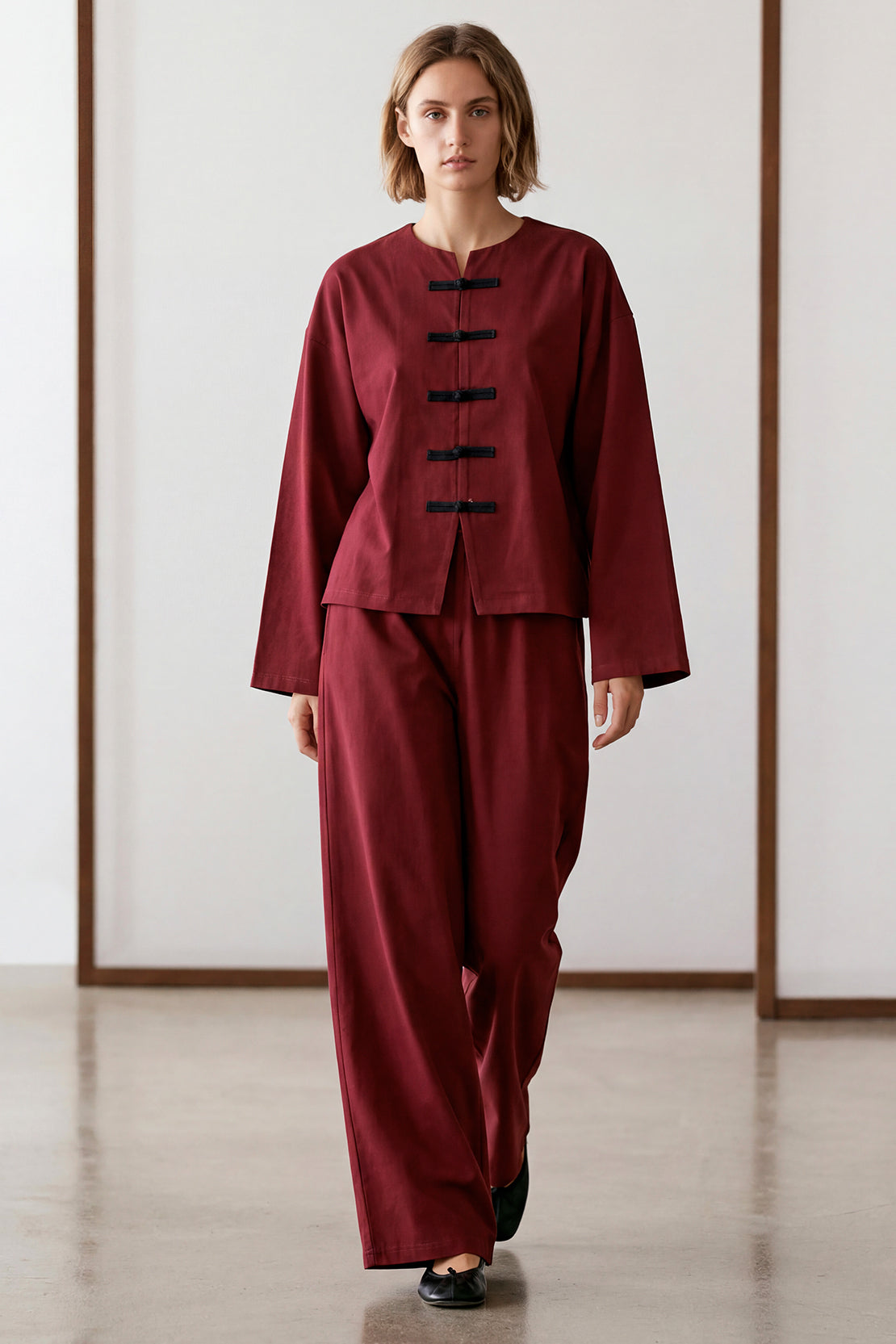 KOKO Smooth Cotton Fusion Top – Deep Wine