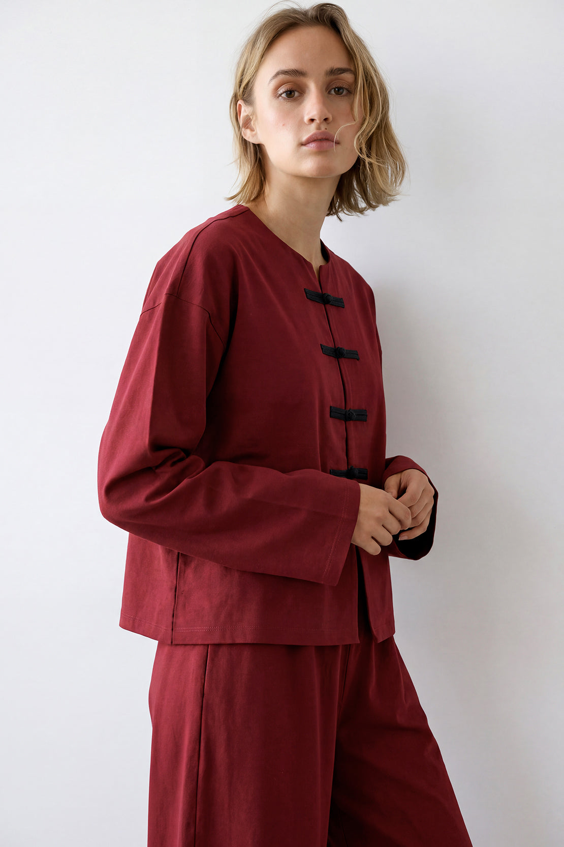 KOKO Smooth Cotton Fusion Top – Deep Wine
