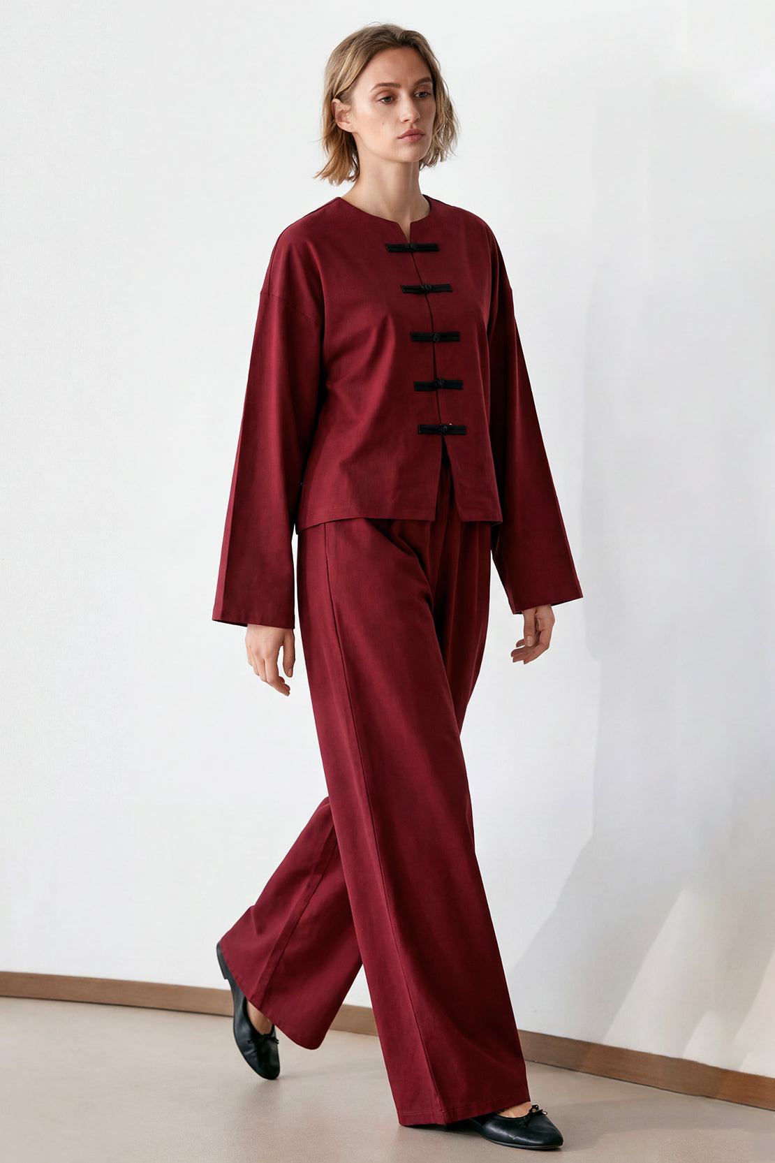 KOKO Smooth Cotton Fusion Top – Deep Wine