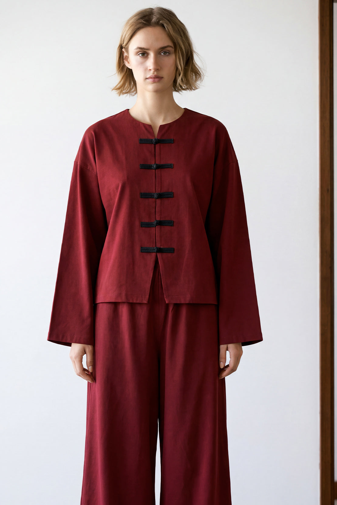 KOKO Smooth Cotton Fusion Top – Deep Wine