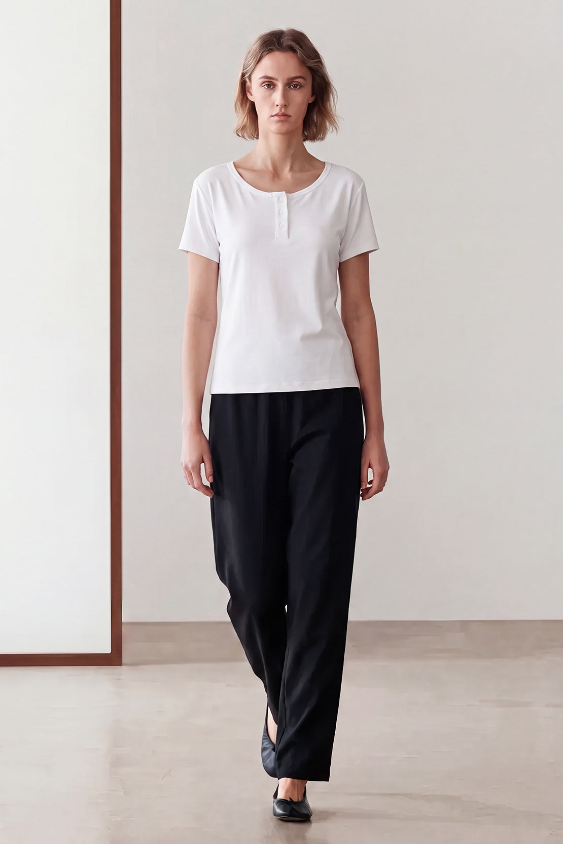 KOKO Cupro Buttoned T-Shirt – White