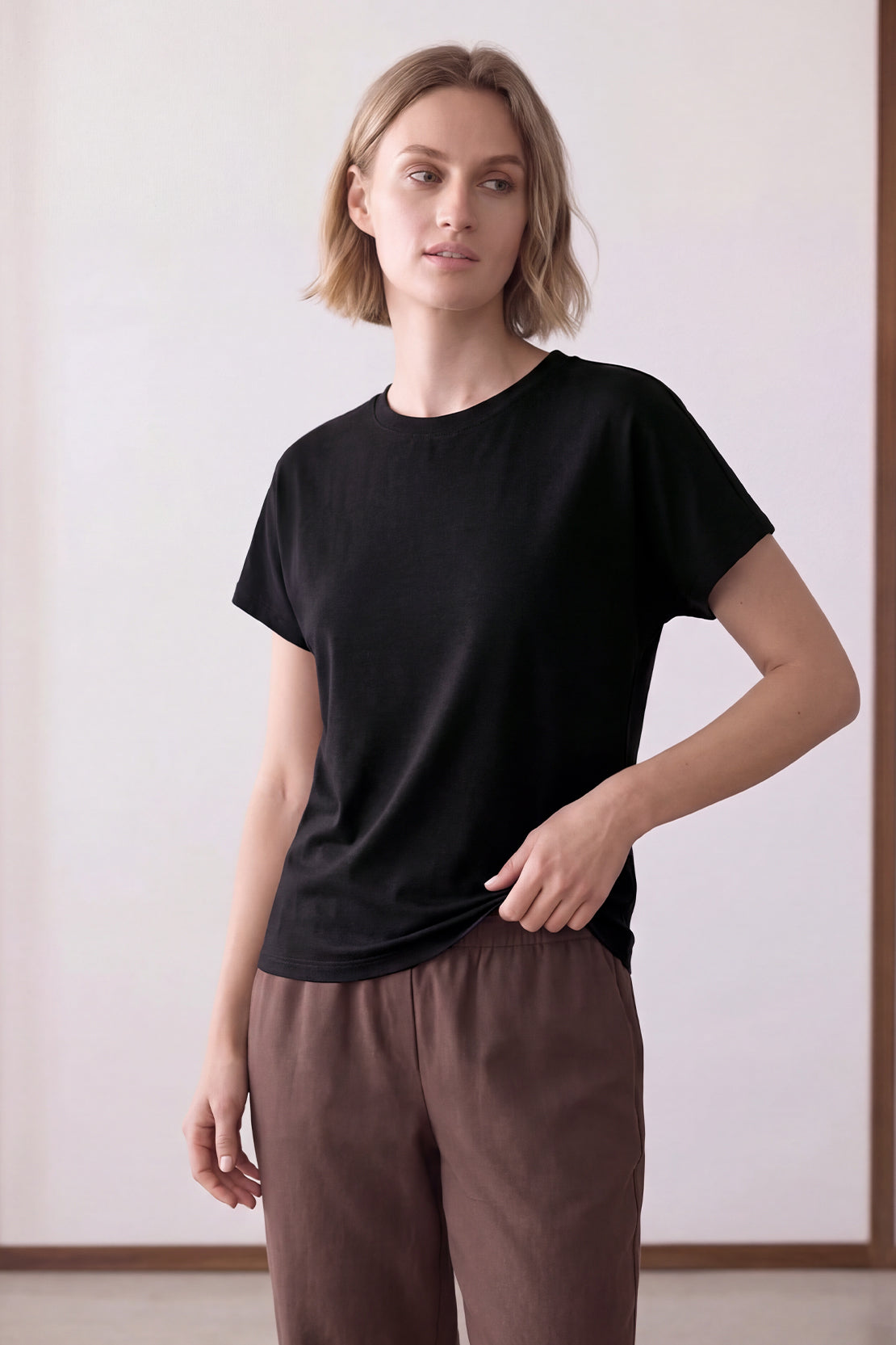 KOKO Cotton Modal Crew Neck T-Shirt – Black
