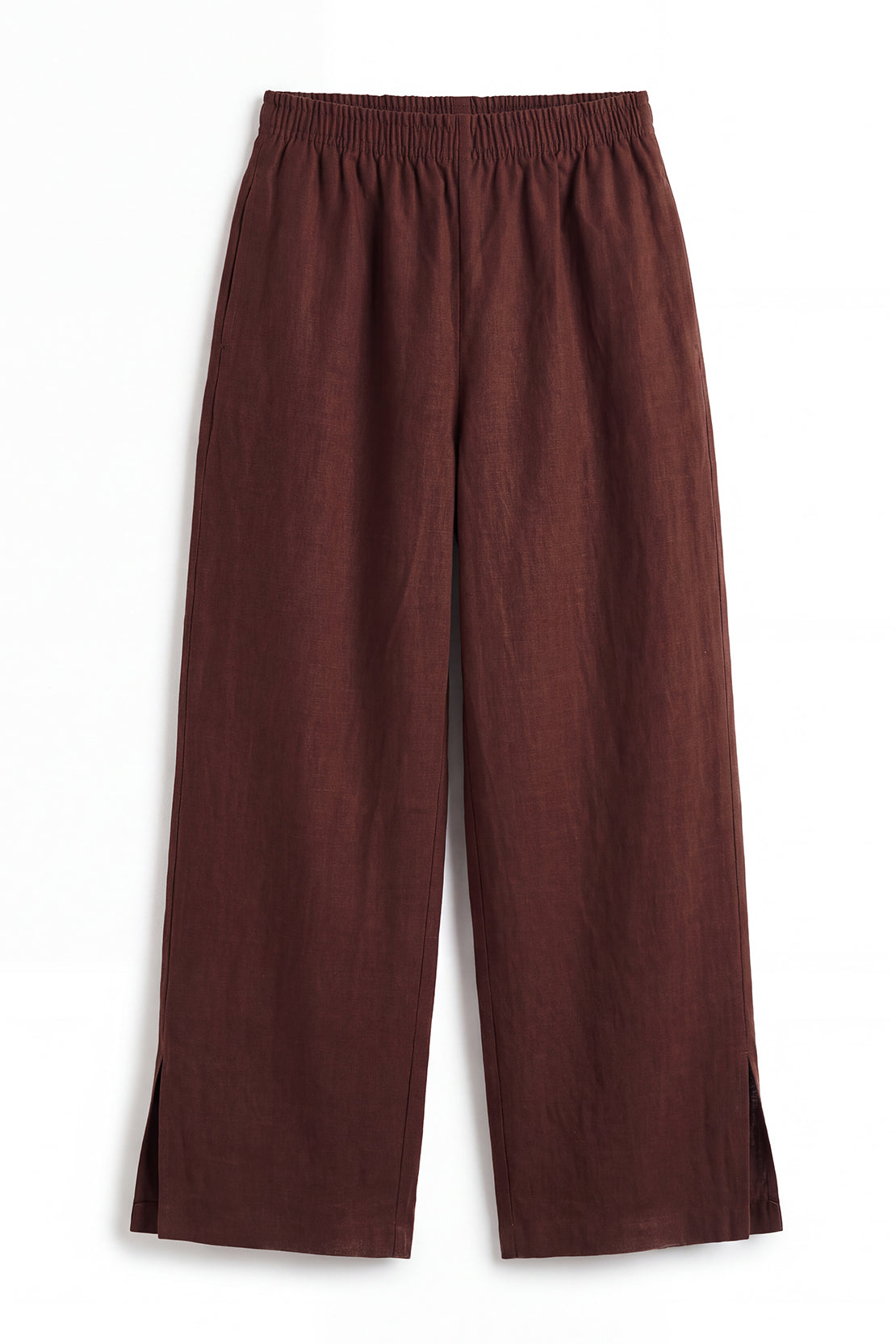 KOKO Pure Linen Straight-Fit Pants – Brown