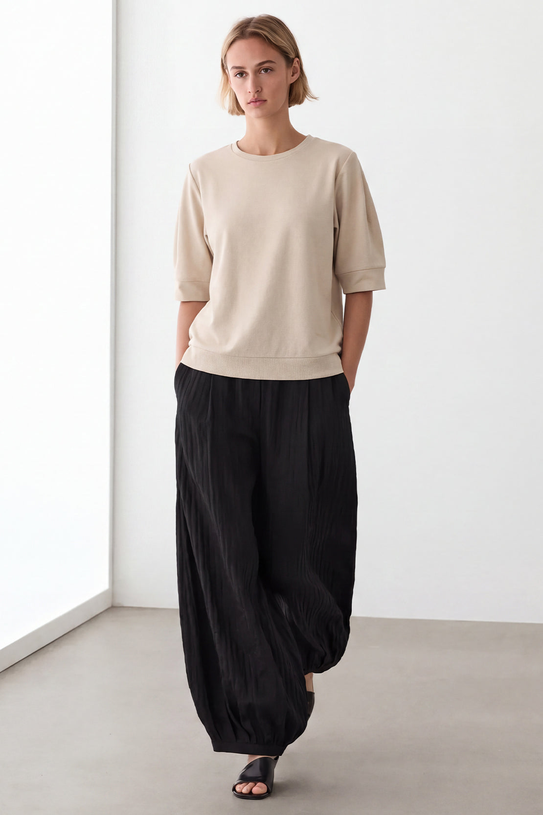 KOKO Cotton Solona Quarter Sleeve Top – Beige