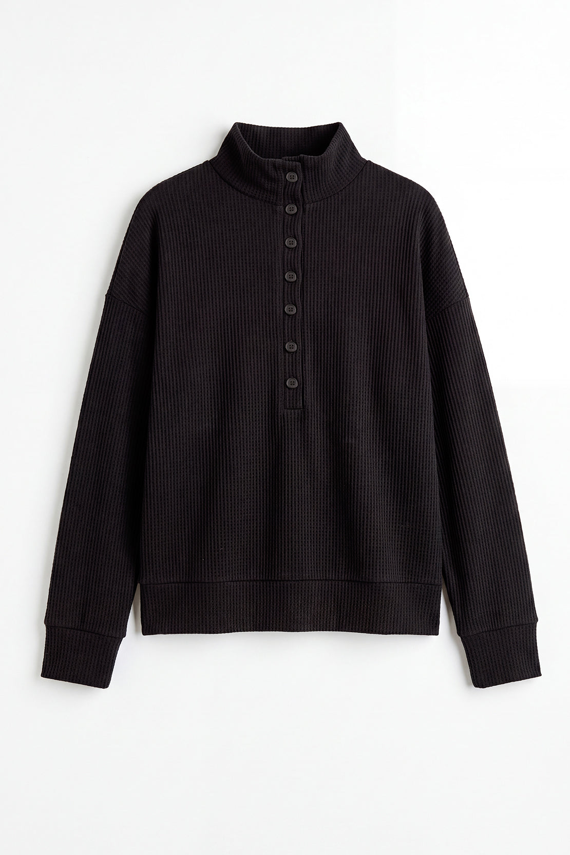 KOKO Structured Knit Button Collared Top