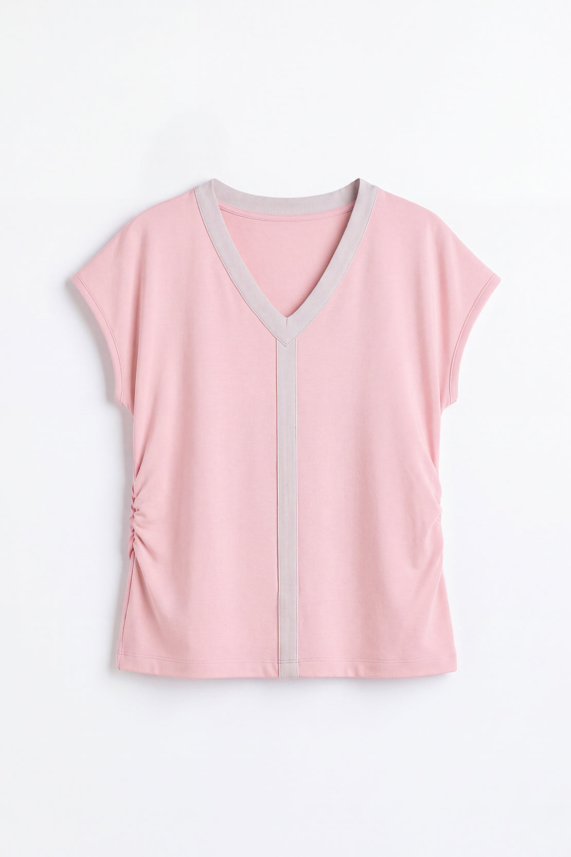 KOKO Cotton Ruched V-Neck Top