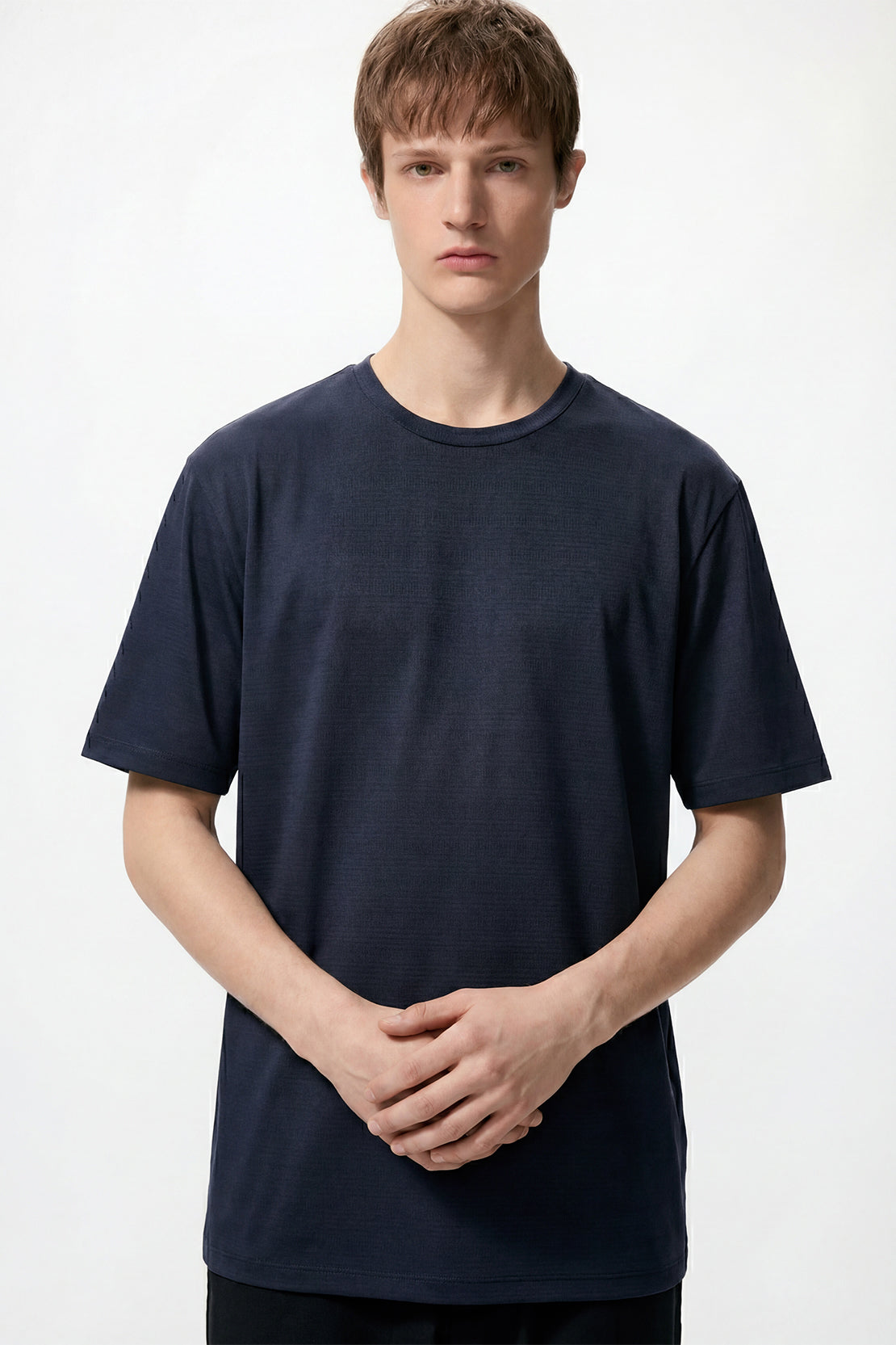 KOKO Knitted Mesh Crew Neck T-Shirt - White, Black, Navy, Blue, Grey & Jet Black