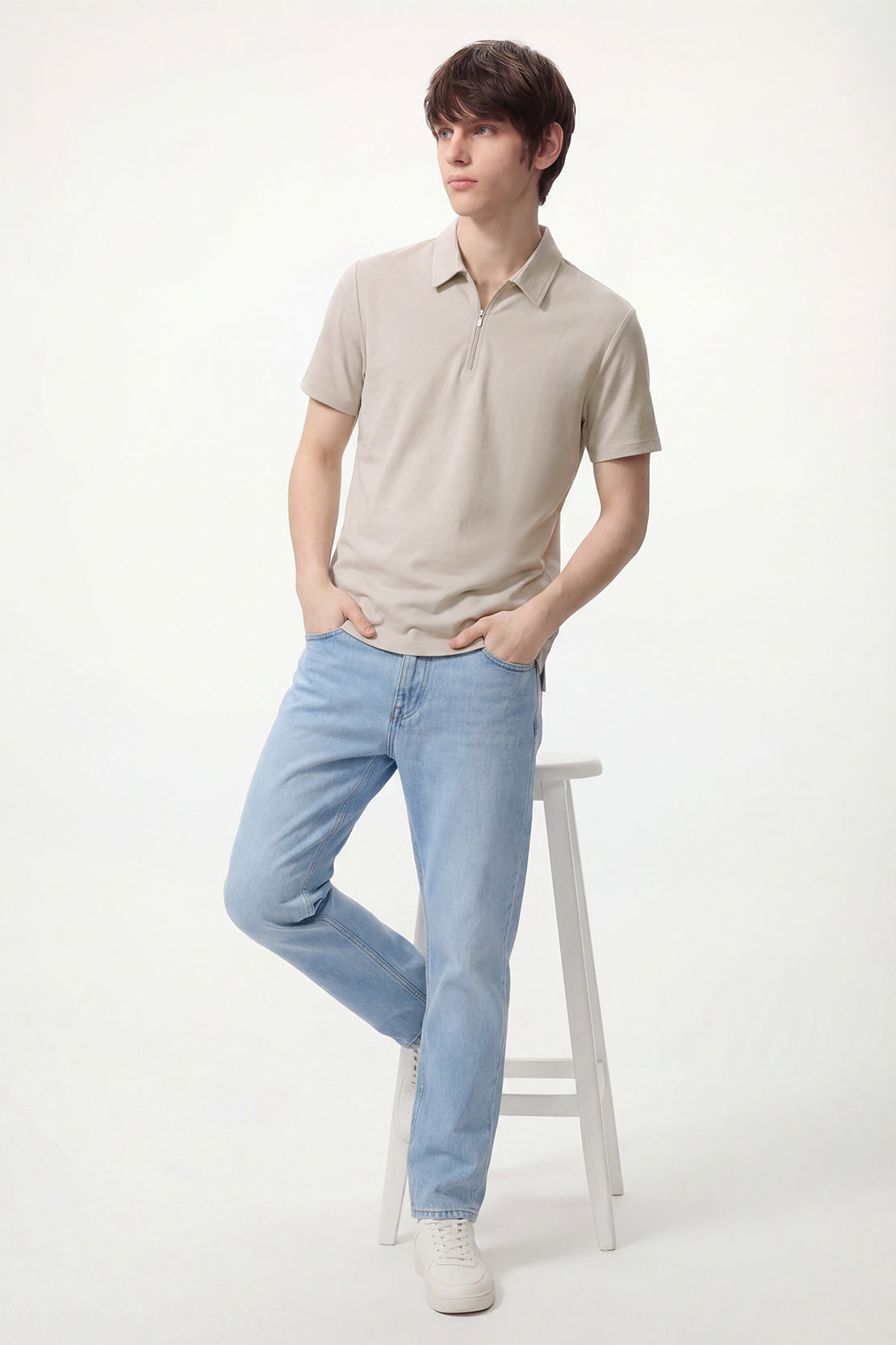 KOKO Pure-Ease Half-Zip Polo – Beige