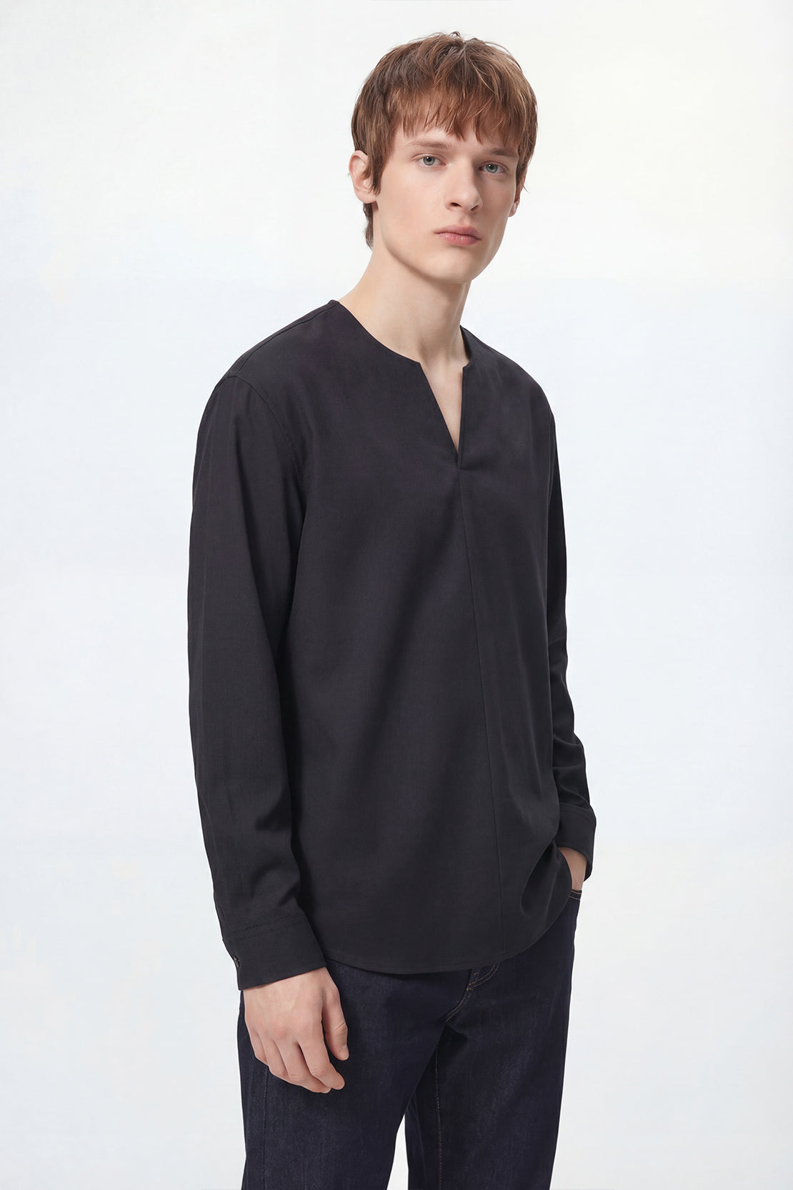 KOKO Pure-Ease Relaxed V-Neck Shirt – Beige,Black & White
