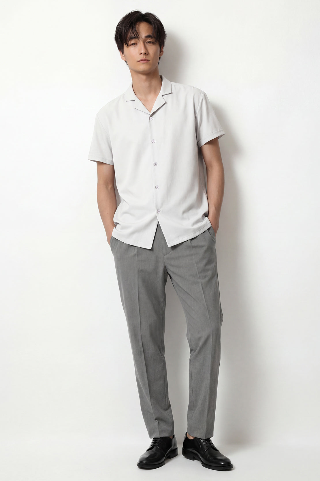 KOKO Pure-Ease Relaxed Button-Down Shirt-White & Beige