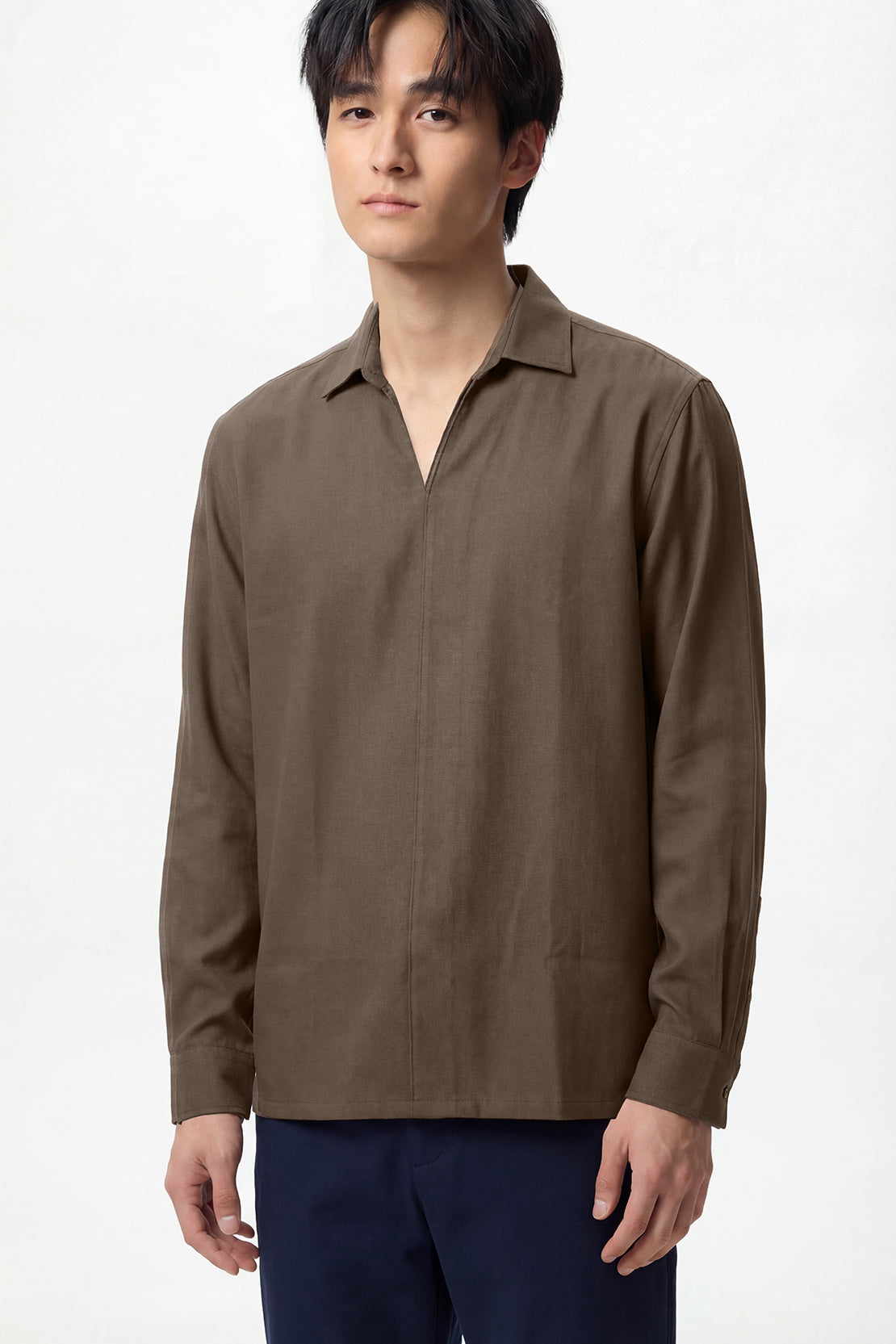KOKO Pure-Ease Soft Collar Shirt – Brown & White