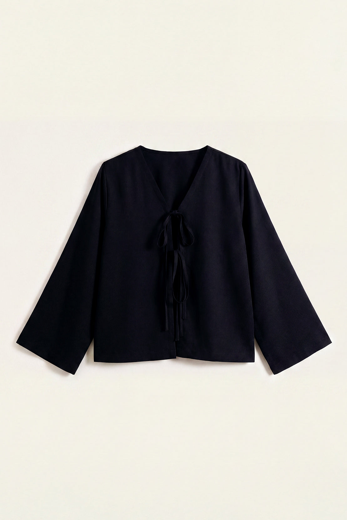 KOKO Pure-Ease Tie-Front Top - White & Black