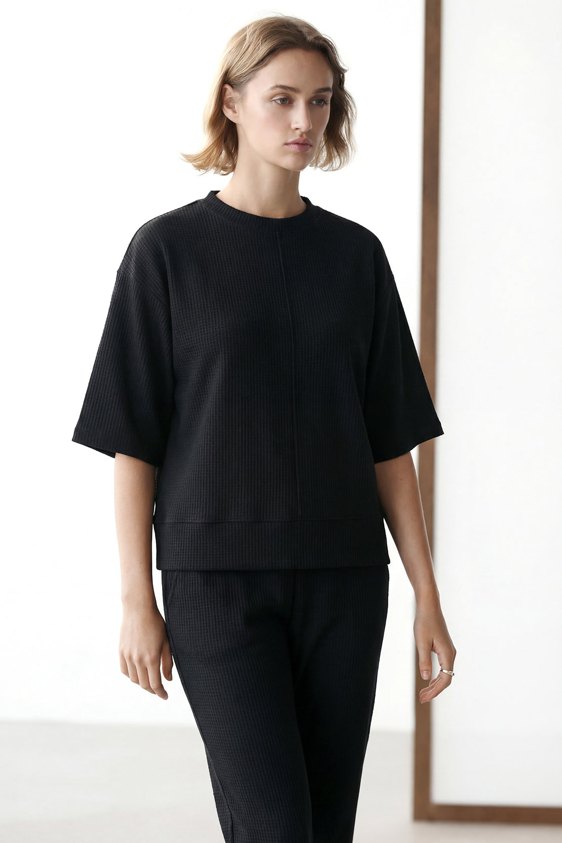 KOKO Structured knit Relaxed Top – Olive, Black & Maroon