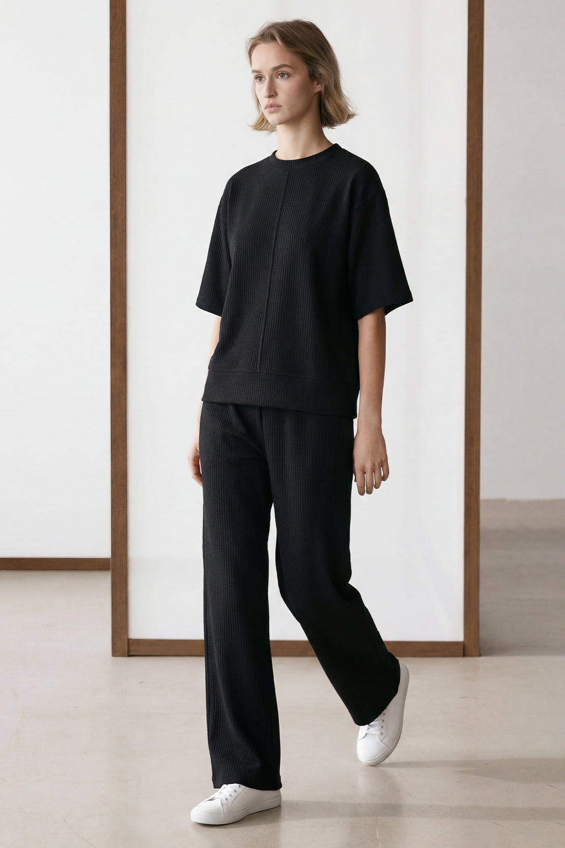 KOKO Structured knit Relaxed Top – Olive, Black & Maroon