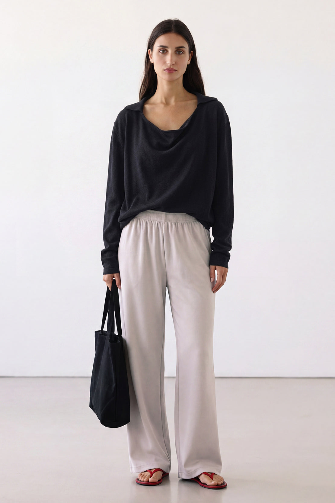 KOKO Modal Relaxed Wide-Leg Trouser – Silver