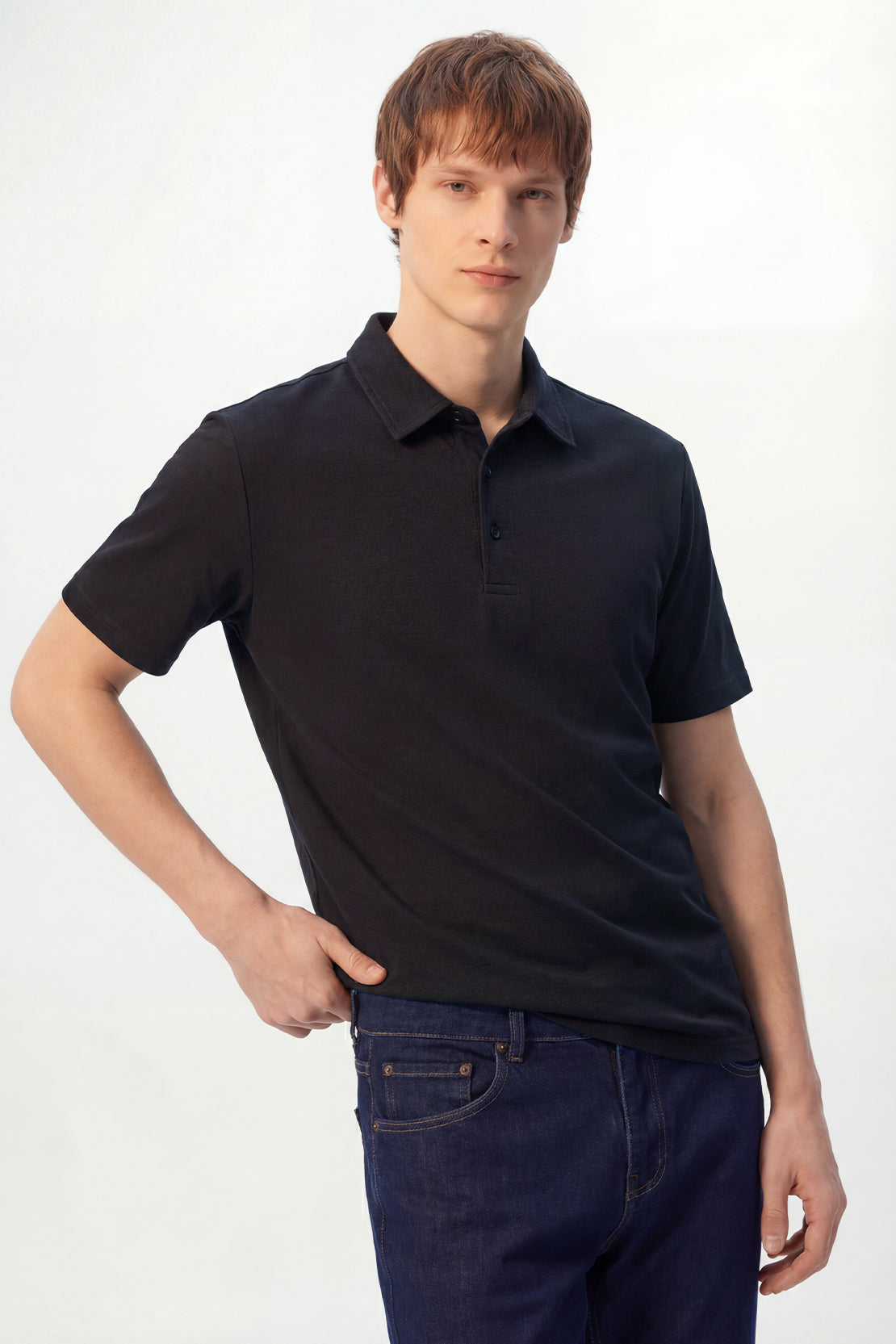 KOKO Modal Relaxed Fit Polo – Black