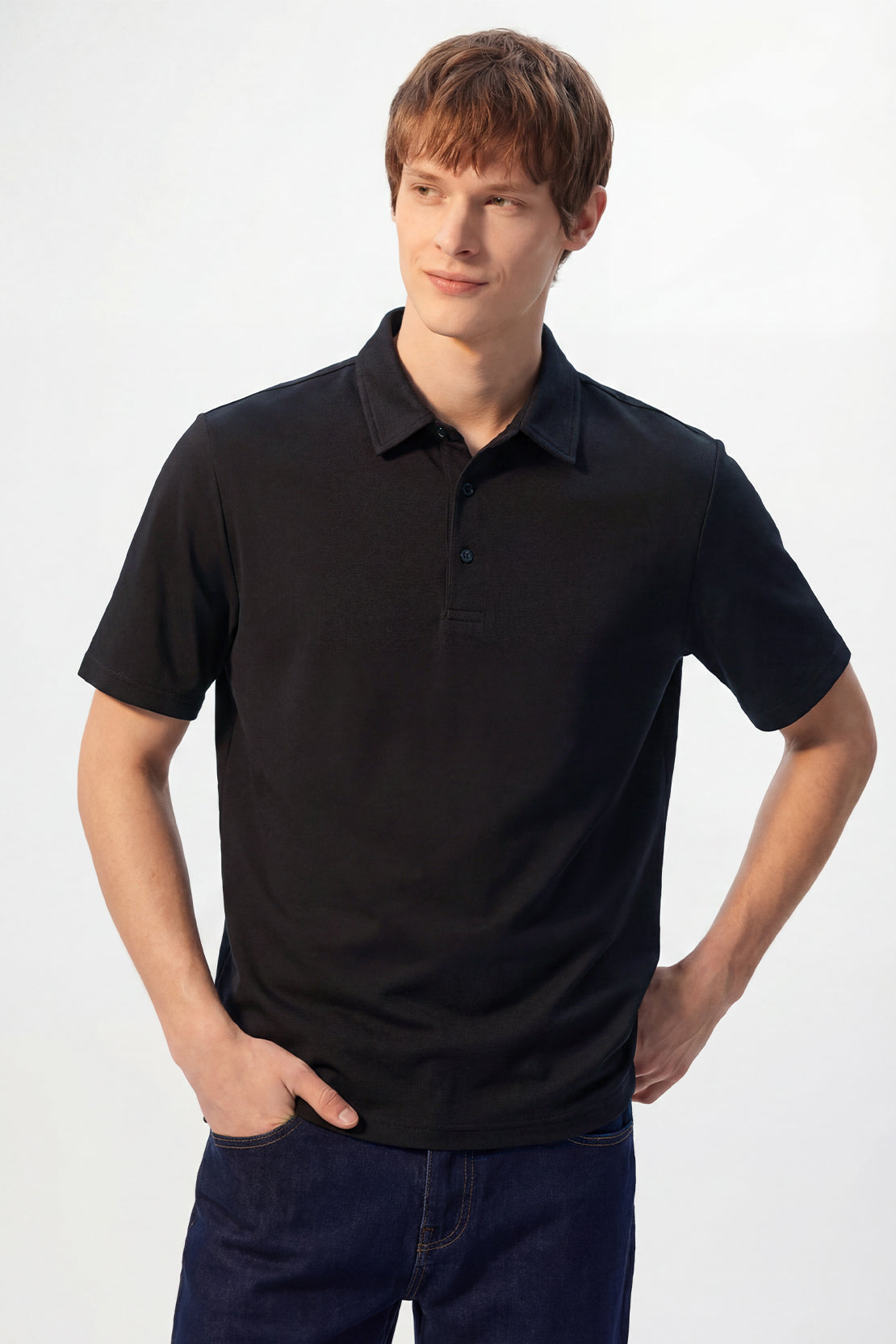 KOKO Modal Relaxed Fit Polo – Black