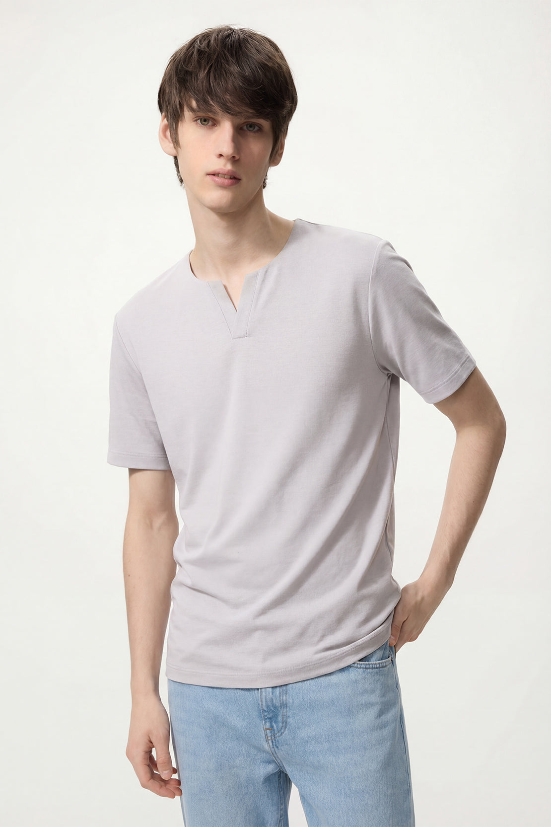 KOKO Modal Relaxed V-Neck T-Shirt – Black & Beige