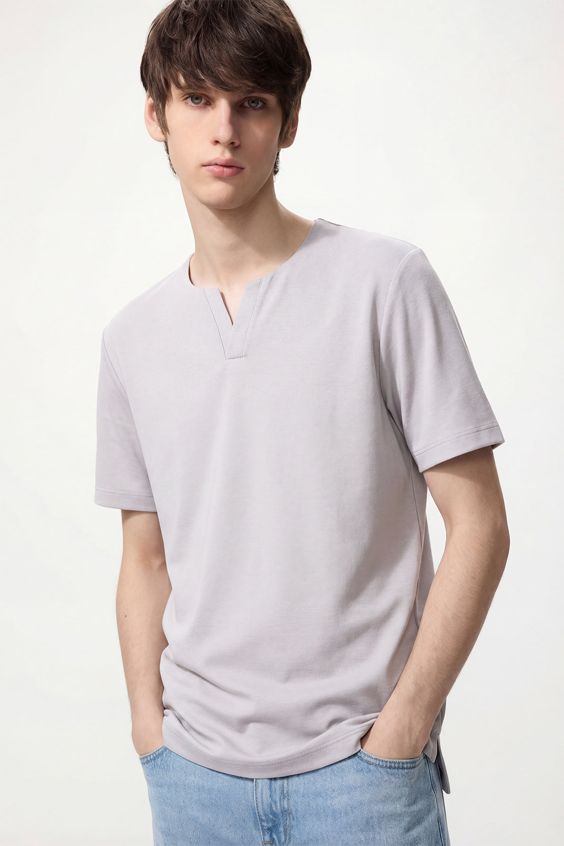 KOKO Modal Relaxed V-Neck T-Shirt – Black & Beige