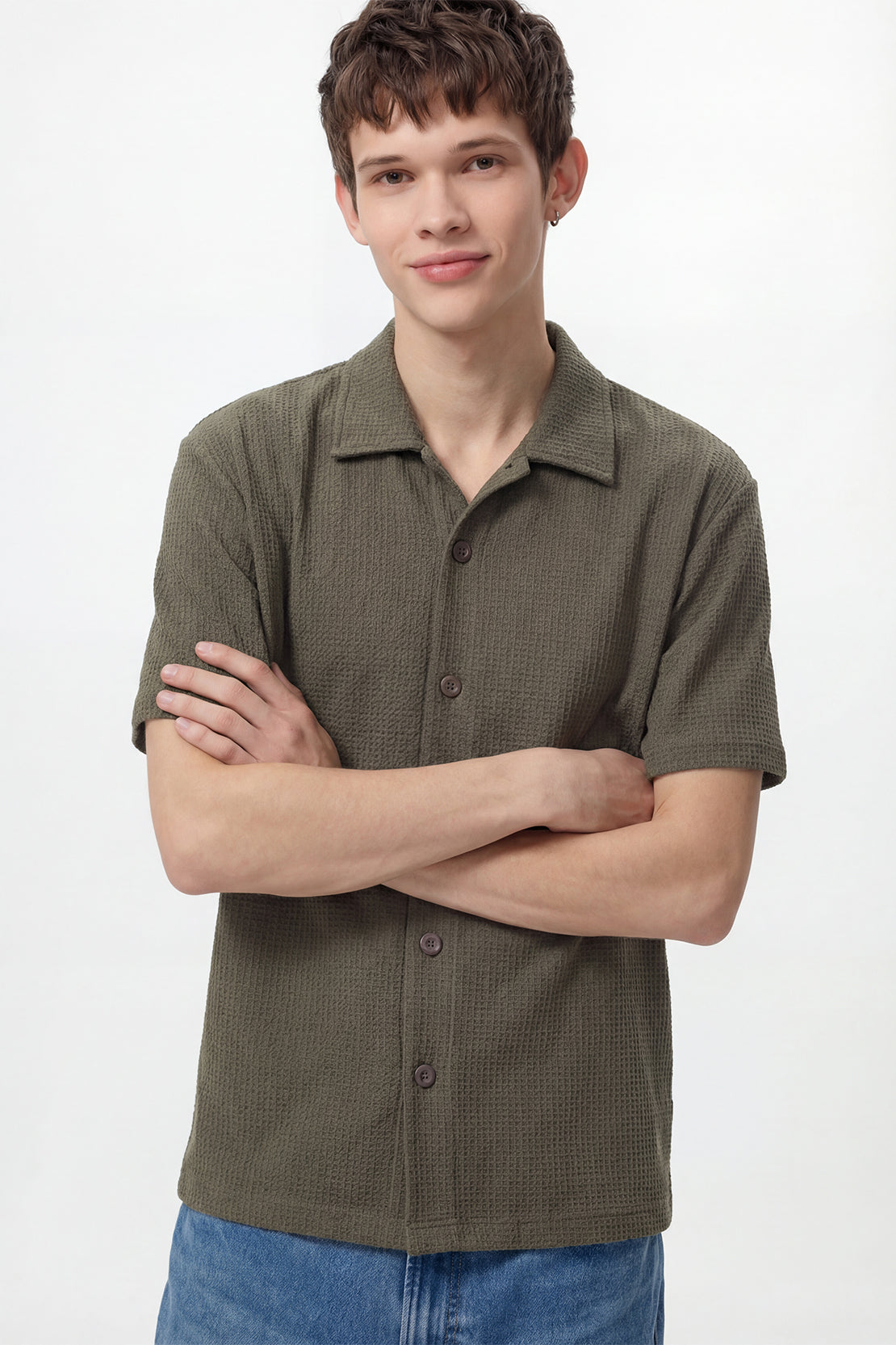 KOKO Structured Knit Shirt – Olive