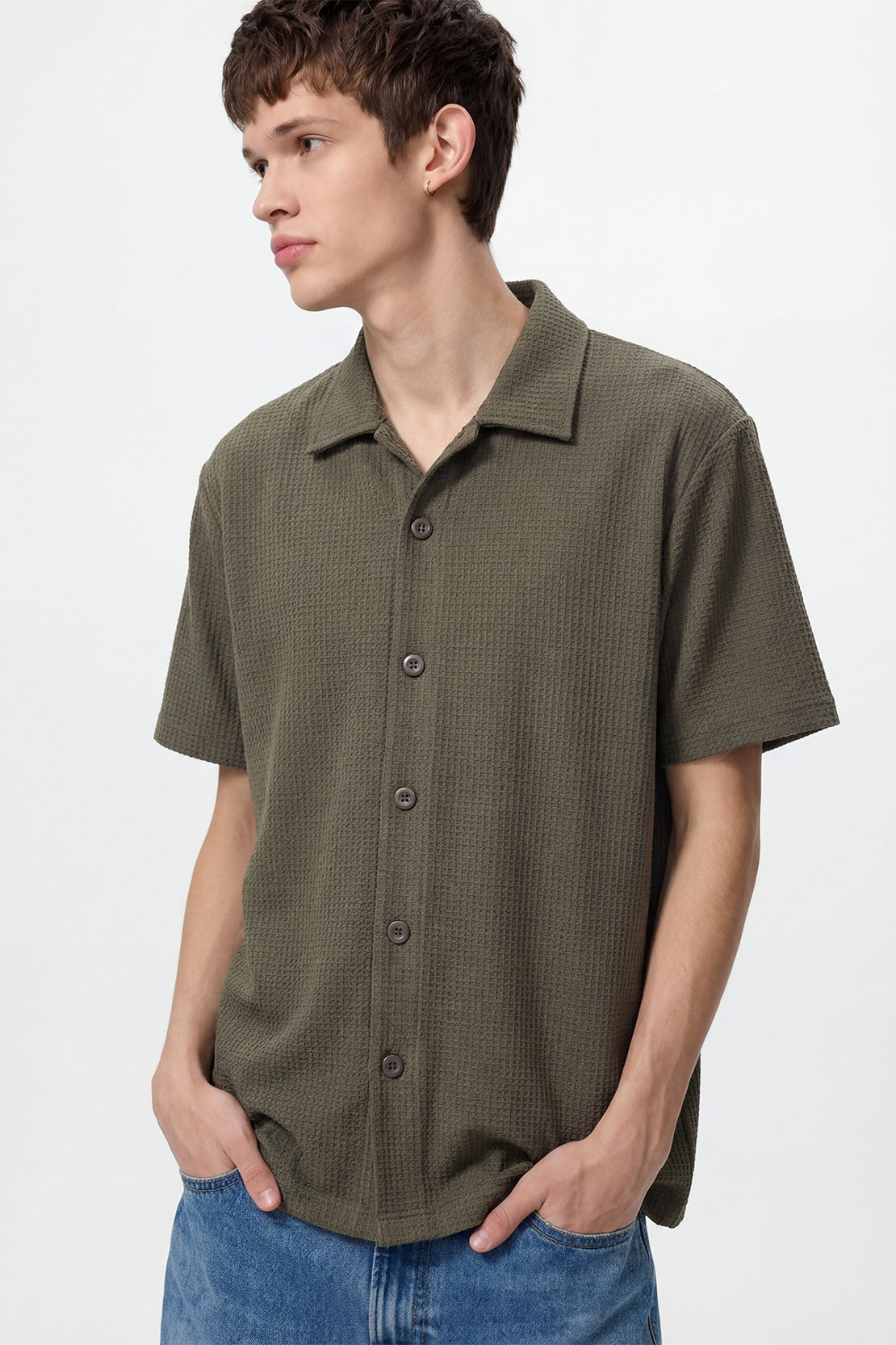 KOKO Structured Knit Shirt – Olive