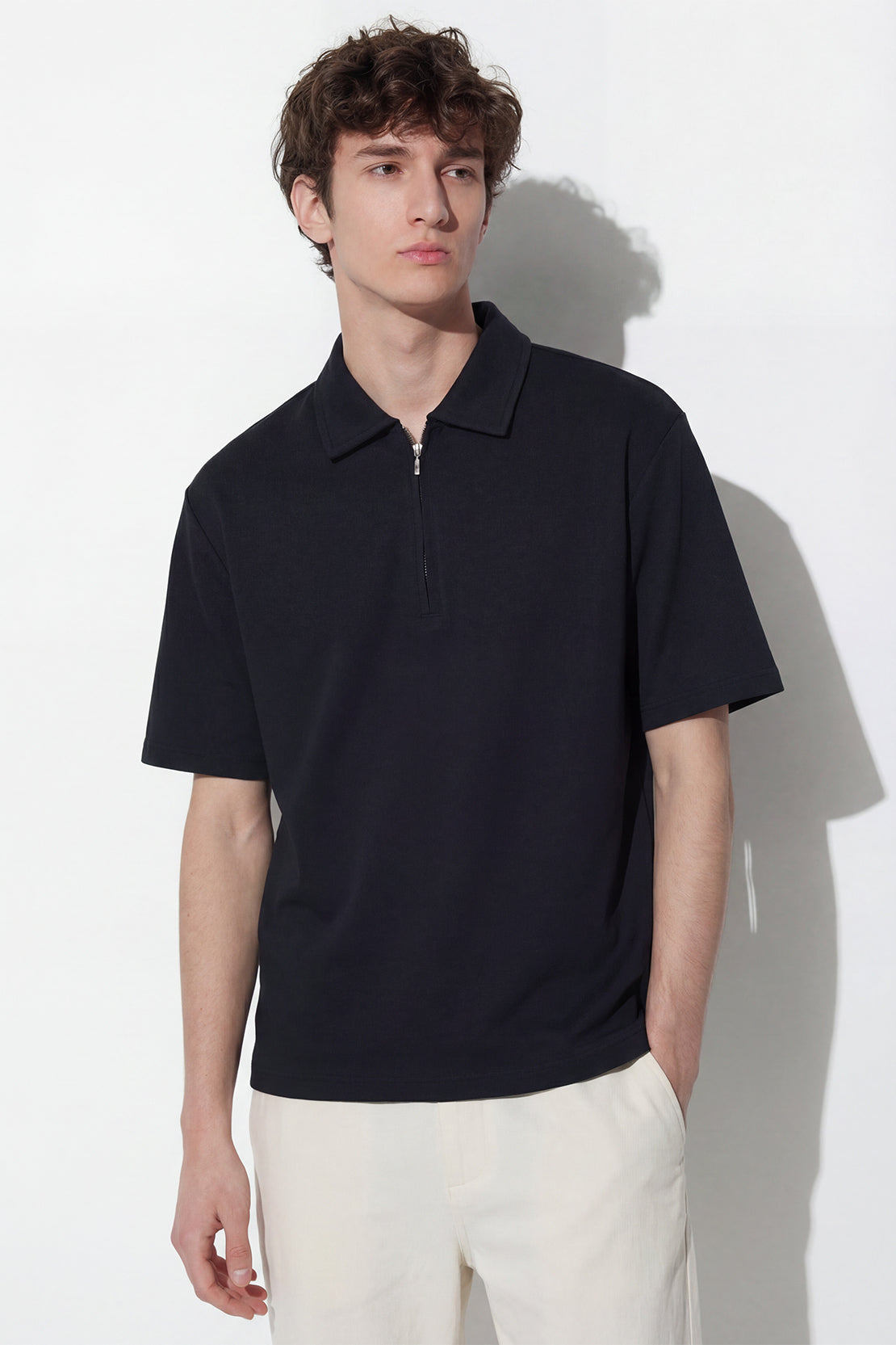 KOKO Modal Half Zip Polo – Black