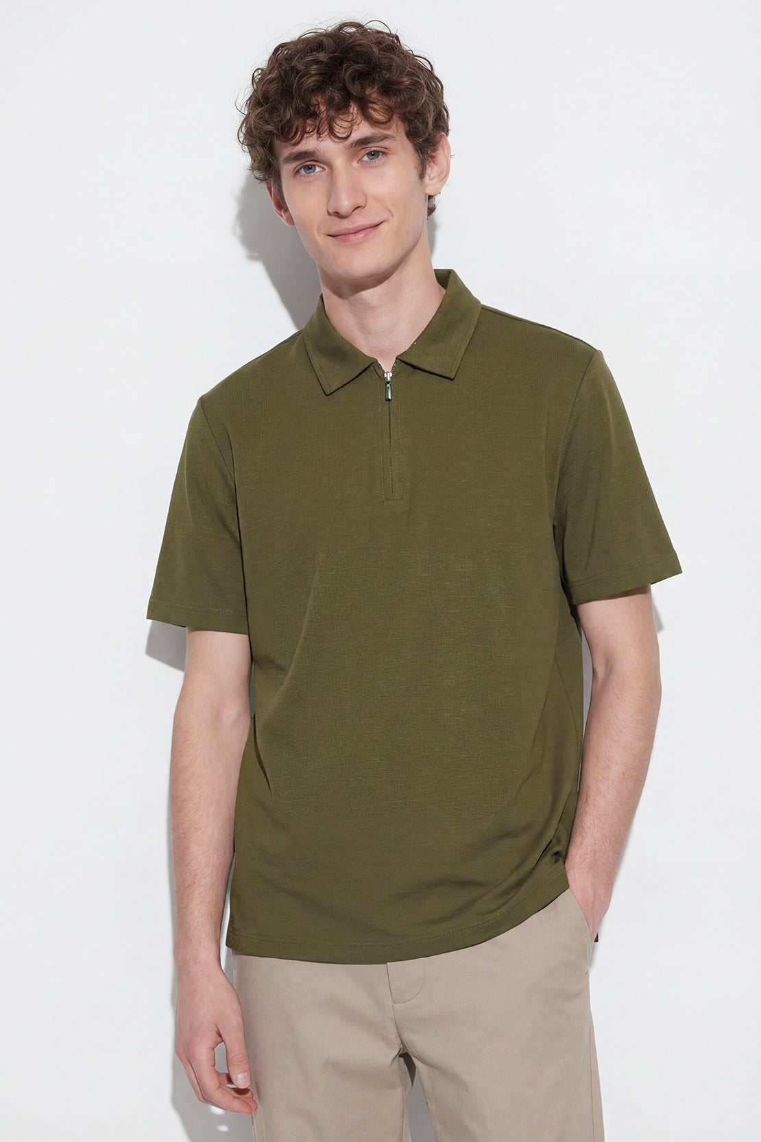 KOKO Modal Roma Half Zip Polo – Olive